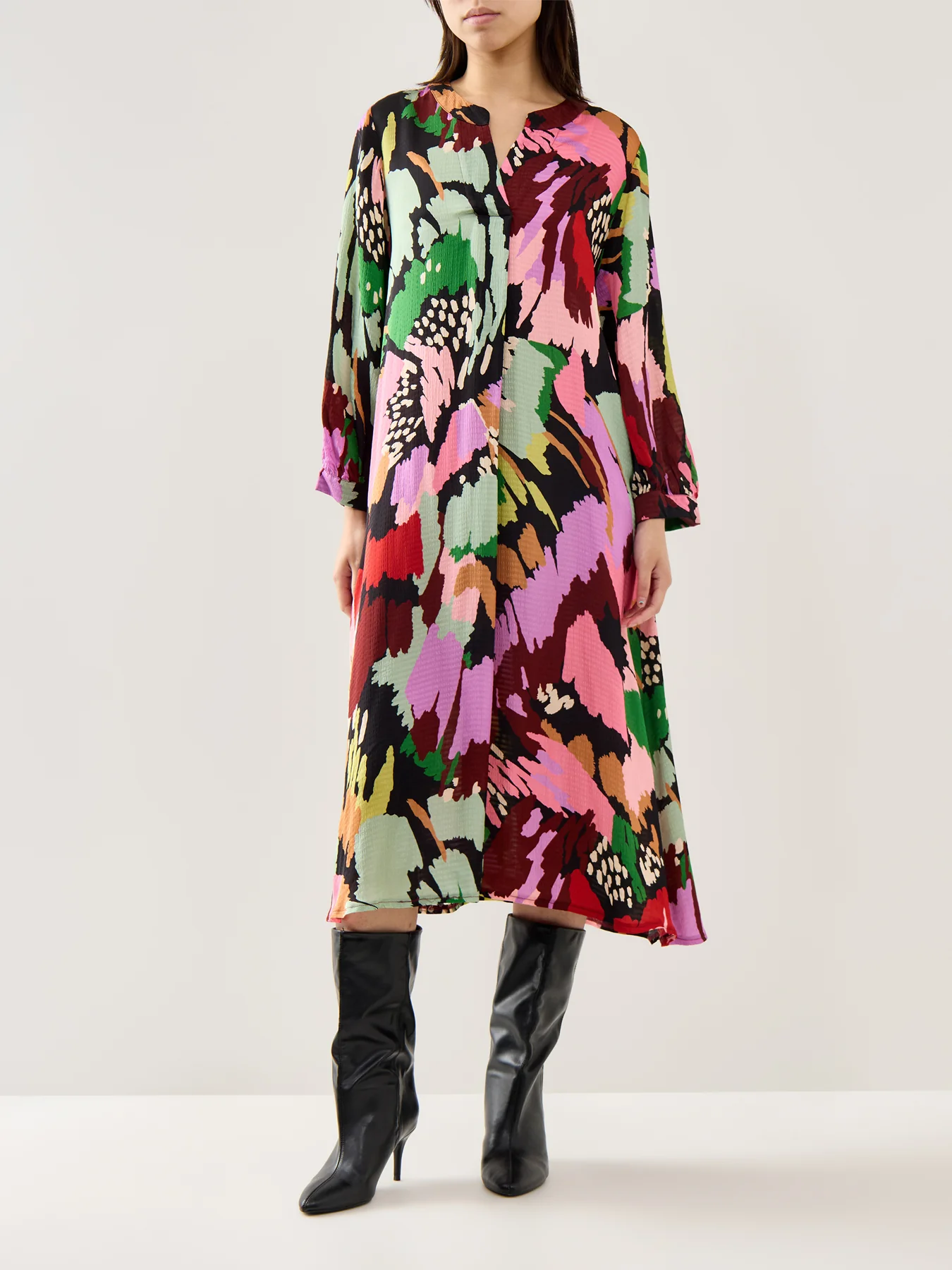 Large Floral Collage Dress Multi Colour - Image 4