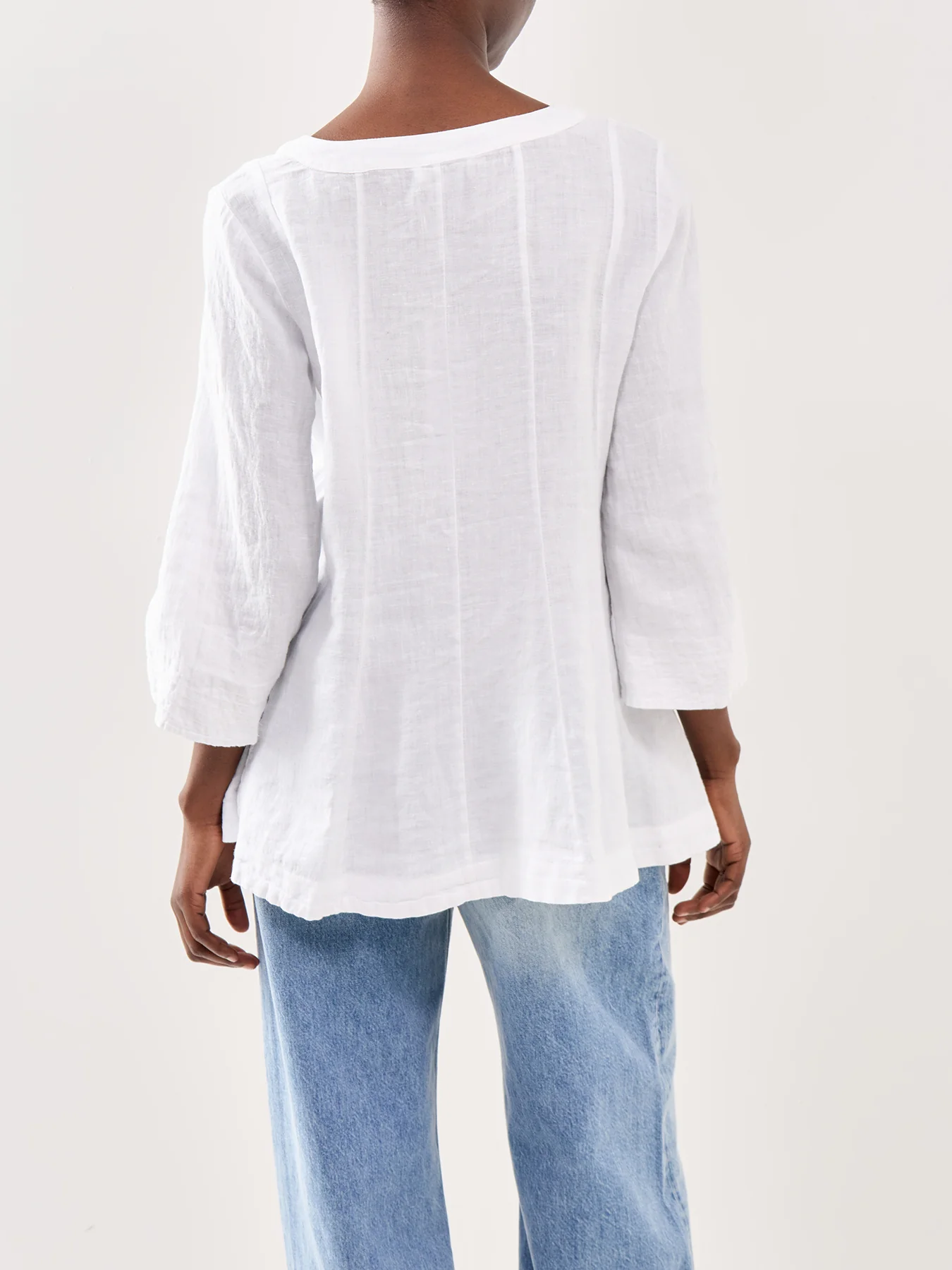 Fine Linen Tunic Shirt White - Image 5