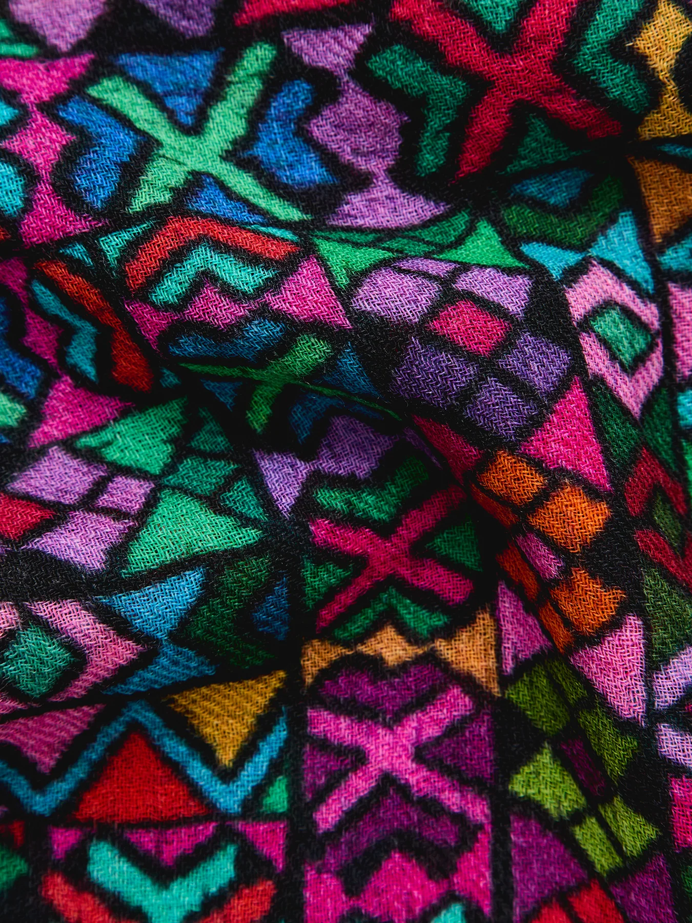 Peruvian Stitch Patchwork Print Scarf Multi - Image 3