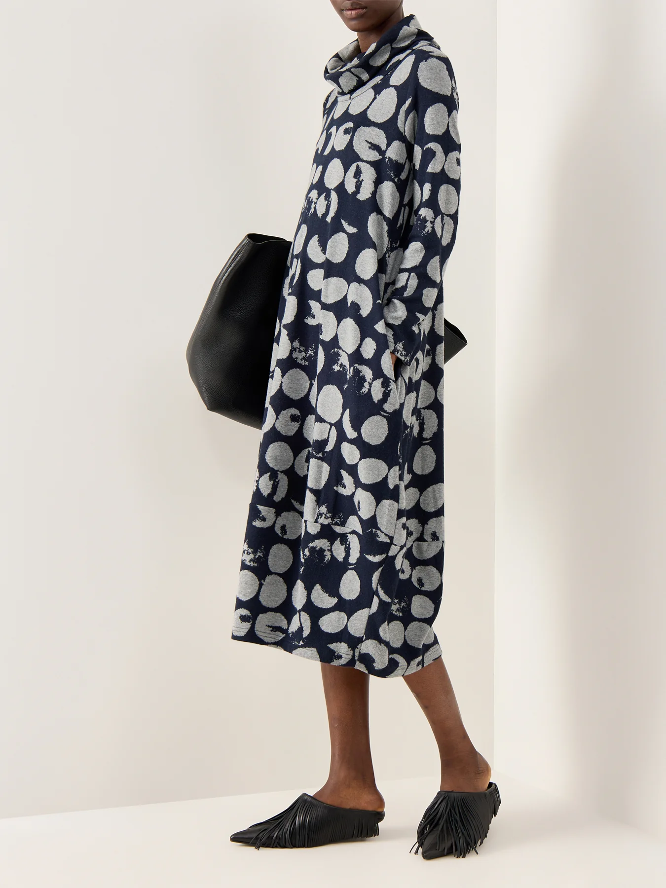 Textured Brushed Spot Jersey Dress Blue - Image 2