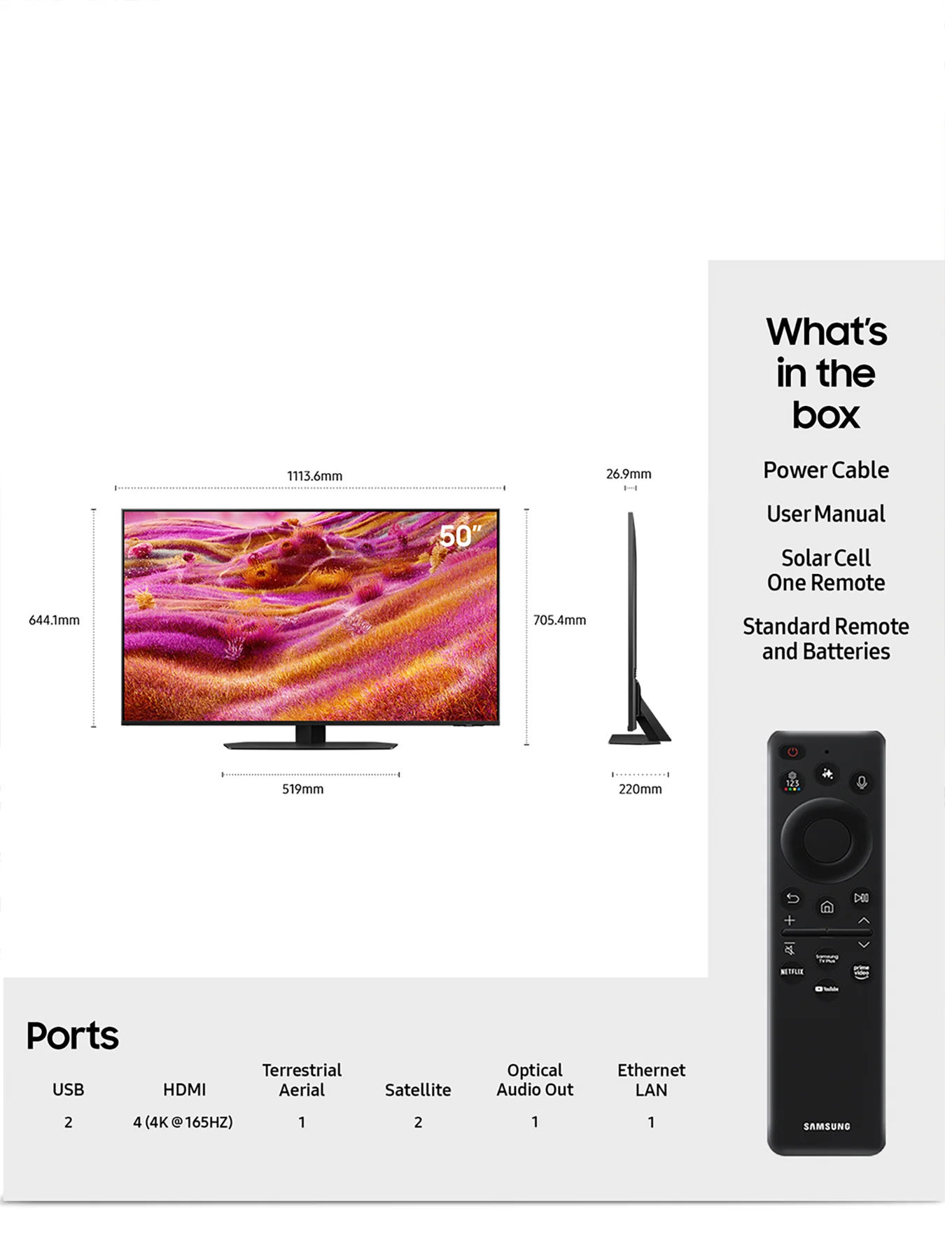 QE50QN93F 50 Inch QN93F  Neo QLED Mini LED AI Smart TV Glare Free (2025) - Image 3