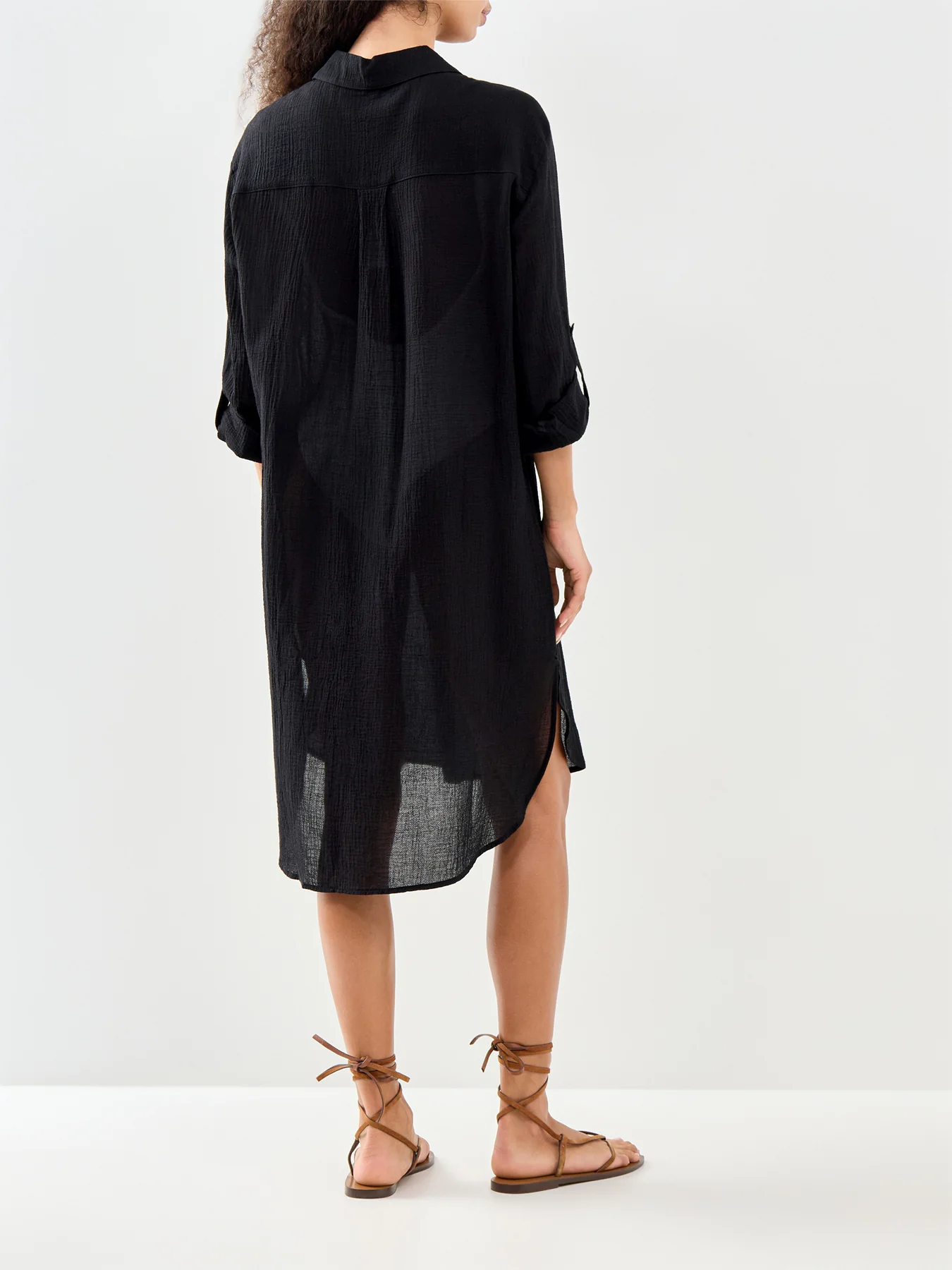 Crinkle Twill Beach Shirt Black - Image 5