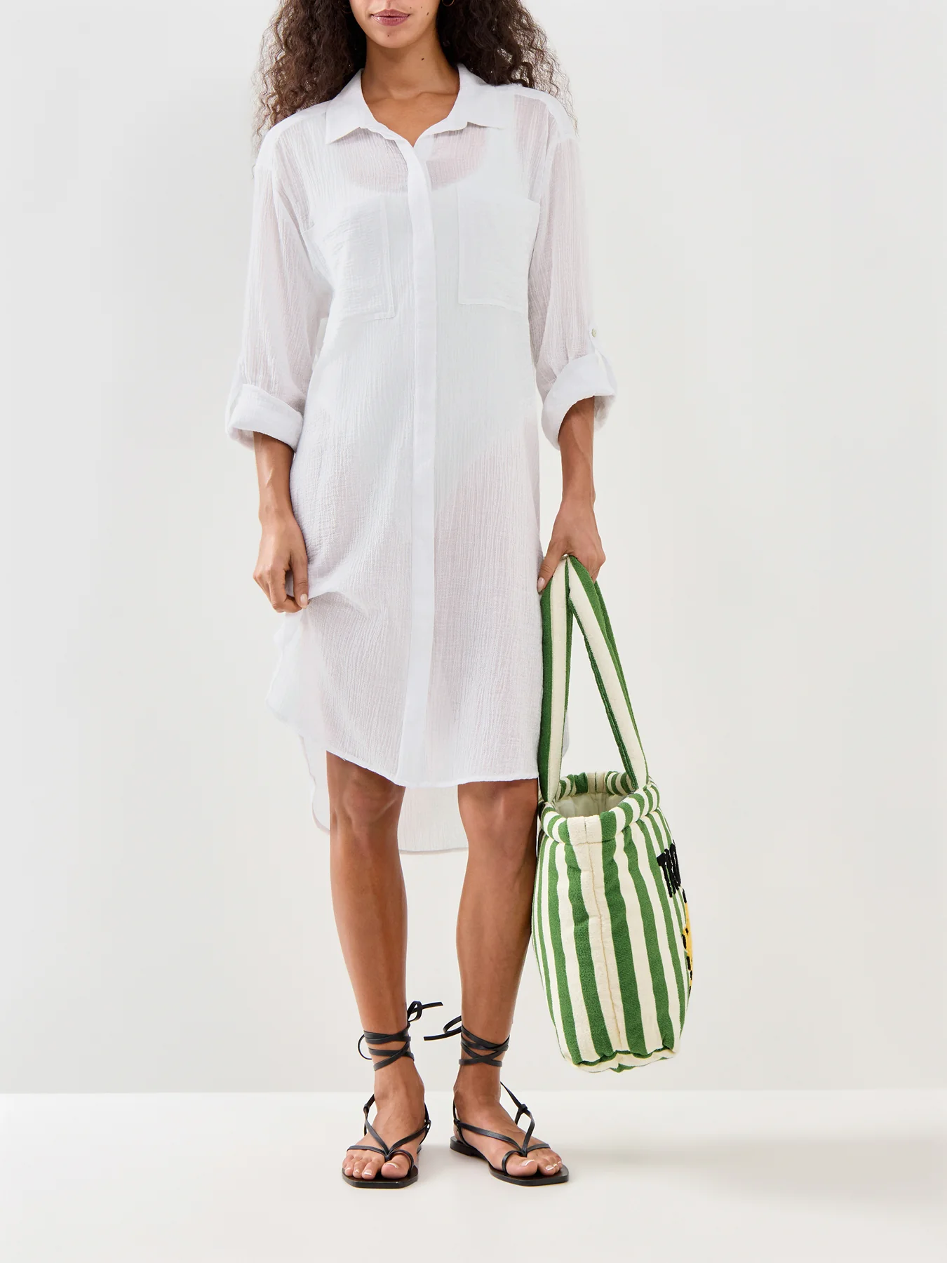 Crinkle Twill Beach Shirt White - Image 2