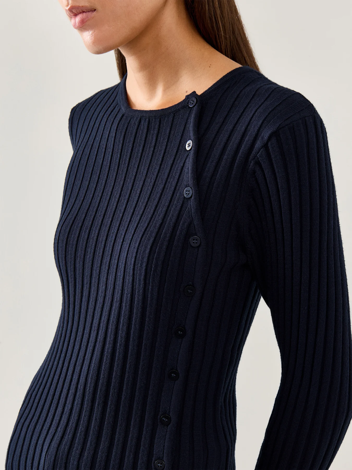 Helen Knit Button O Neck Top Dark Sapphire - Image 4