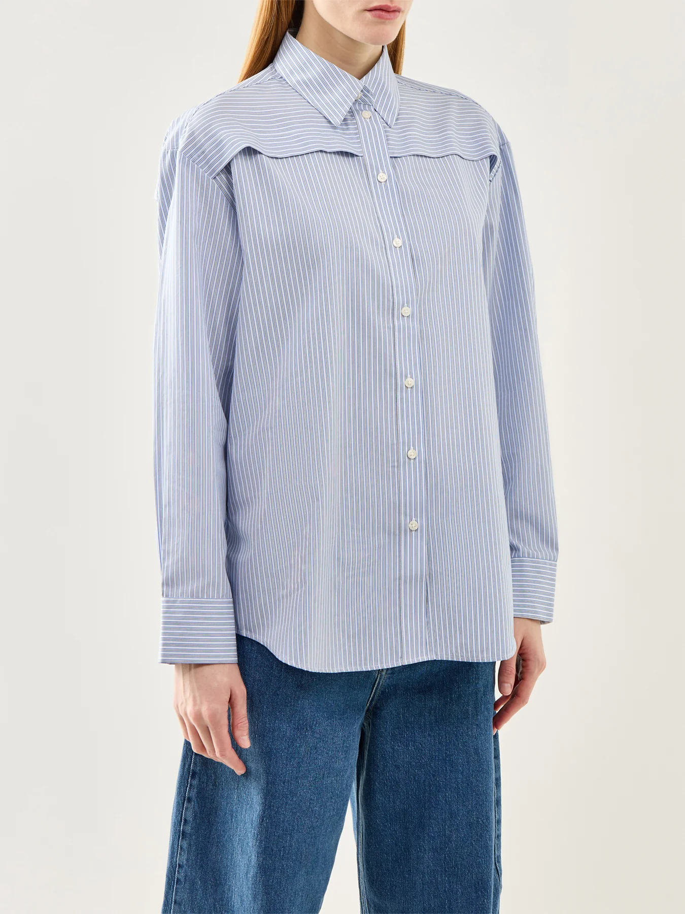 Allison Oversized Long Sleeve Stripe Shirt Blue Stripe - Image 4