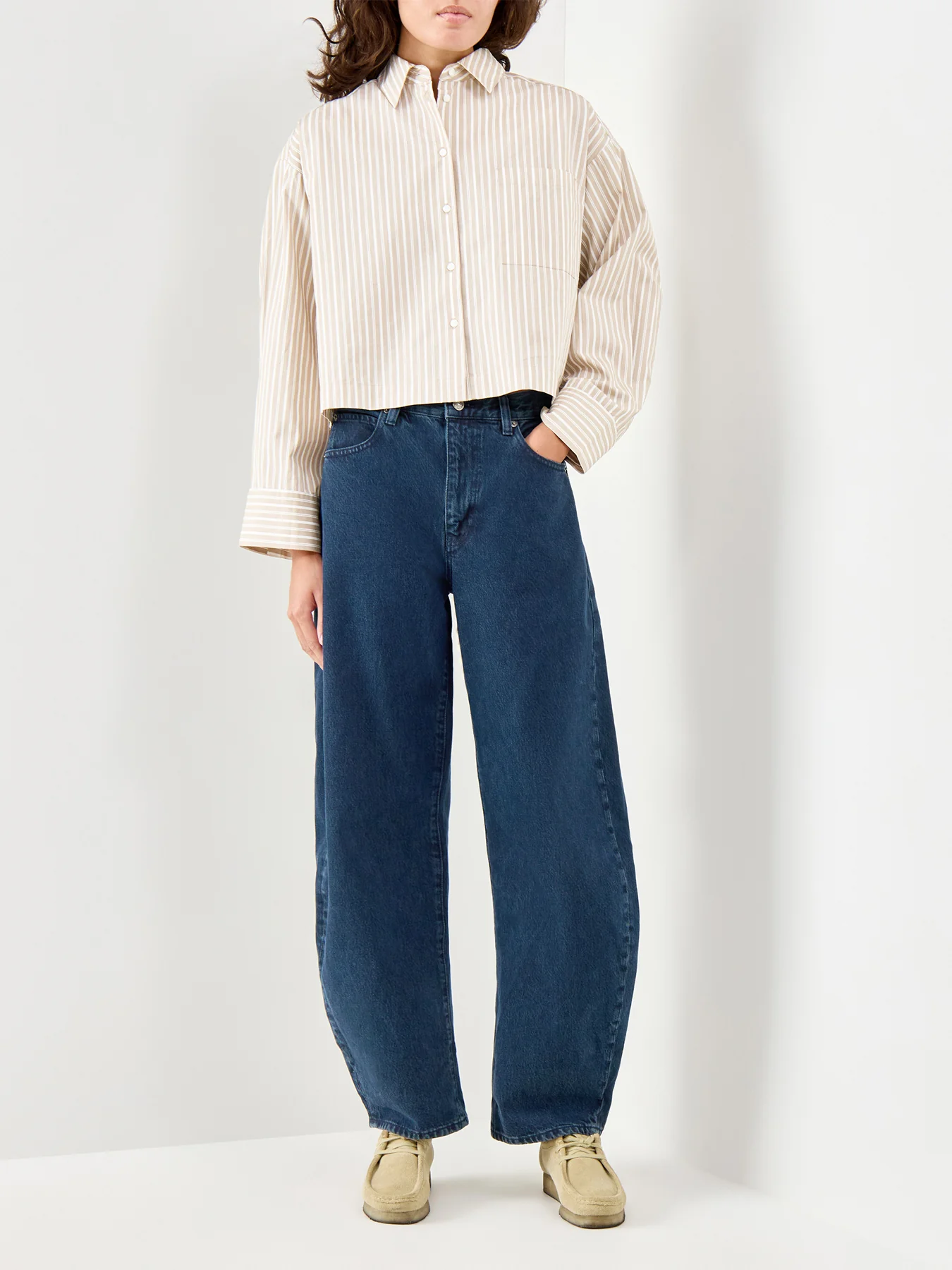 Astha Cropped Boxy Shirt Cream - Image 2
