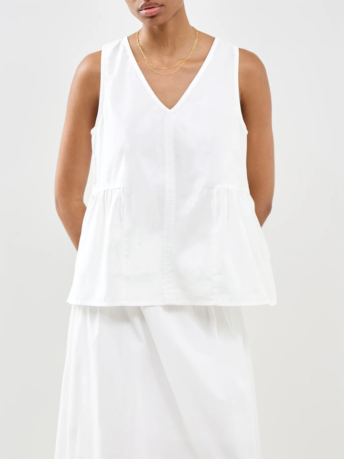 Blair V-Neck Peplum Top White - Image 4