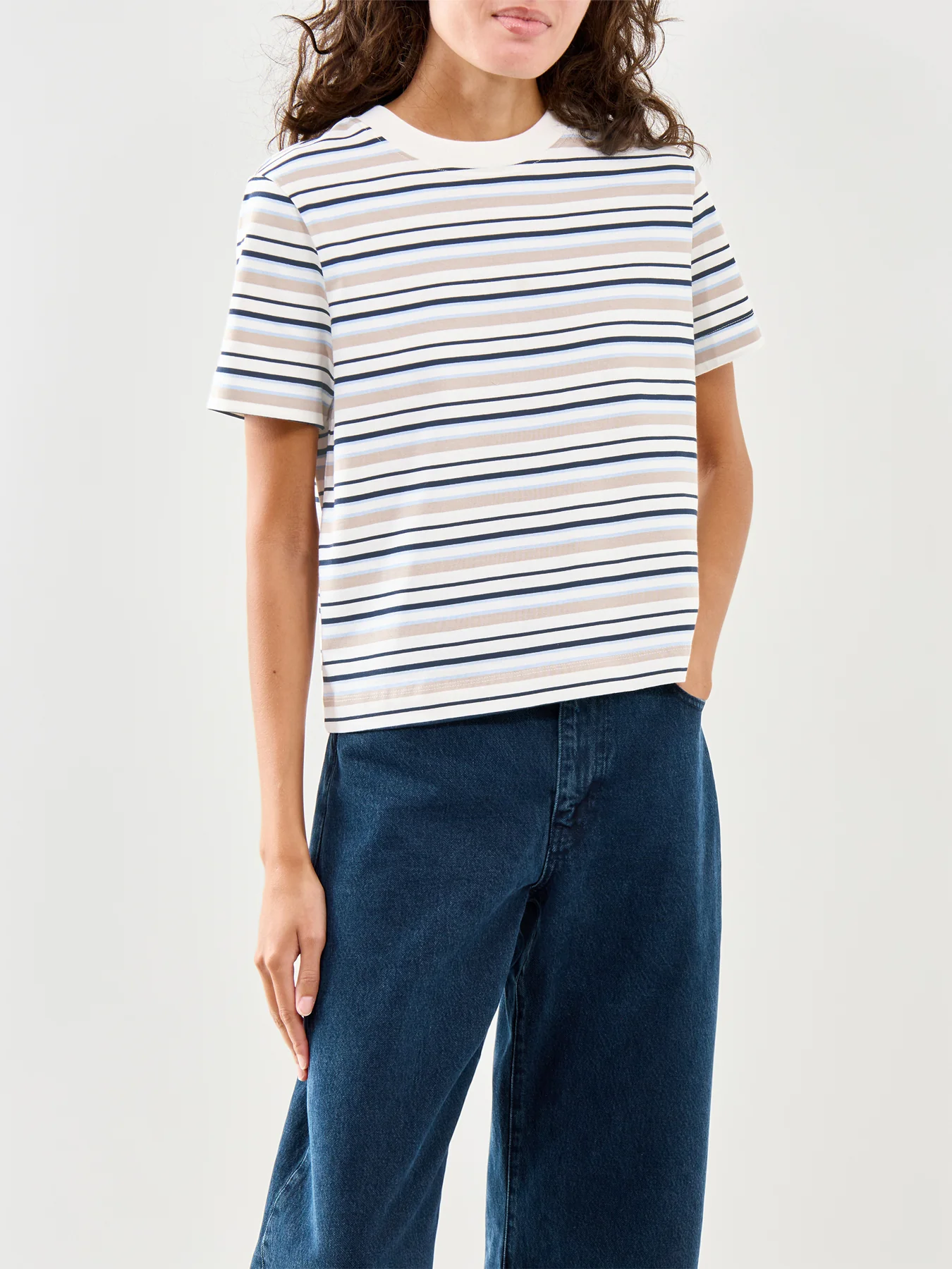 Essential Striped Boxy T-Shirt Blue - Image 4