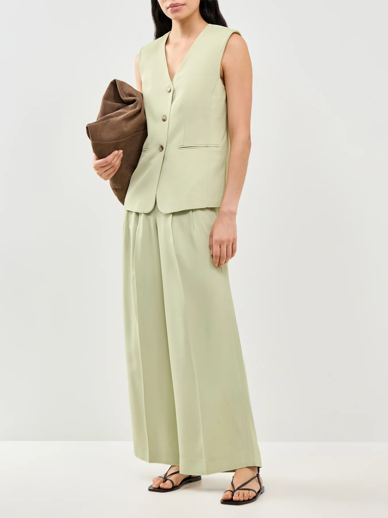 Extra Wide Ellie High Waisted Trousers Green - Image 2