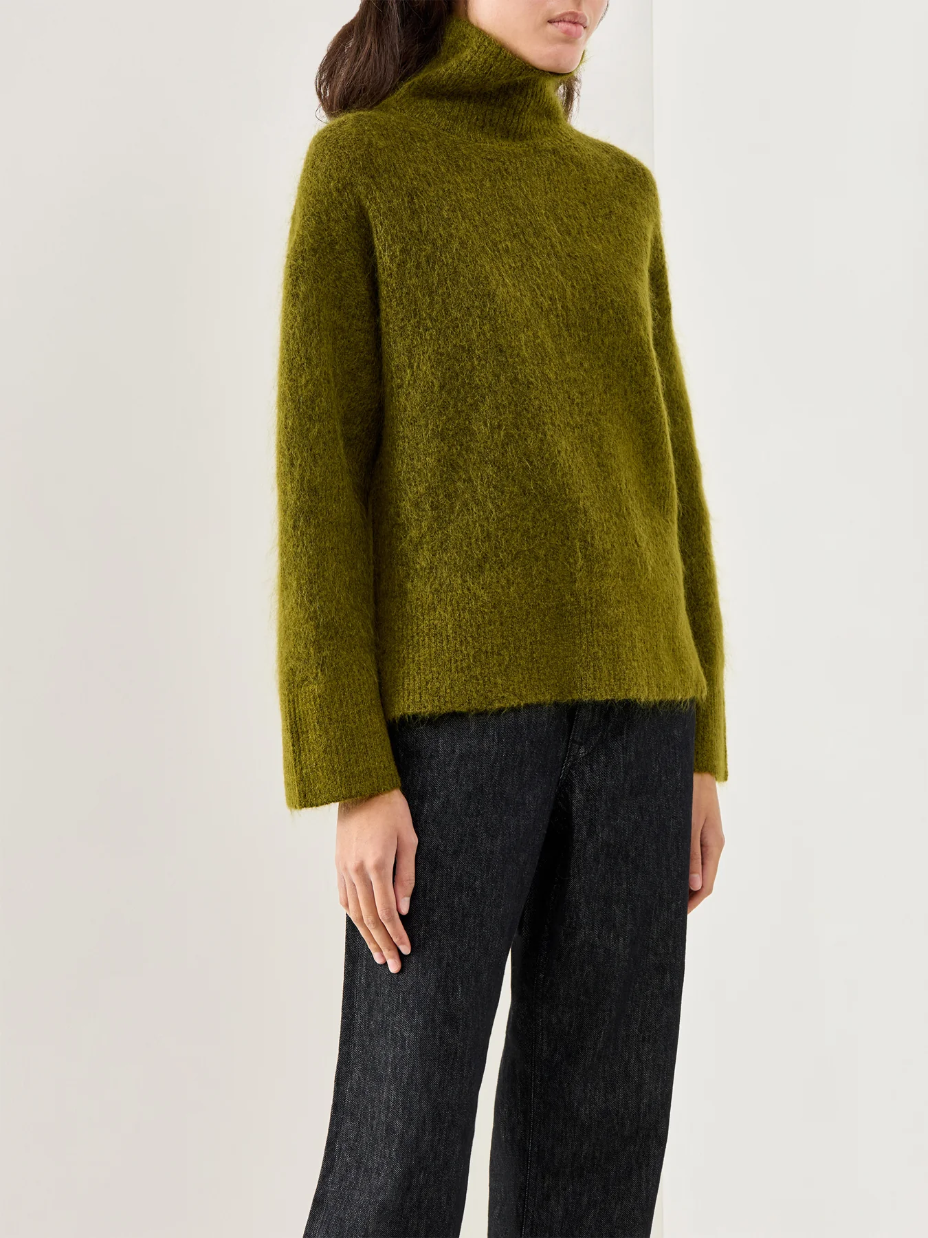 Mira High-Neck Mohair Knit Top Green - Image 4