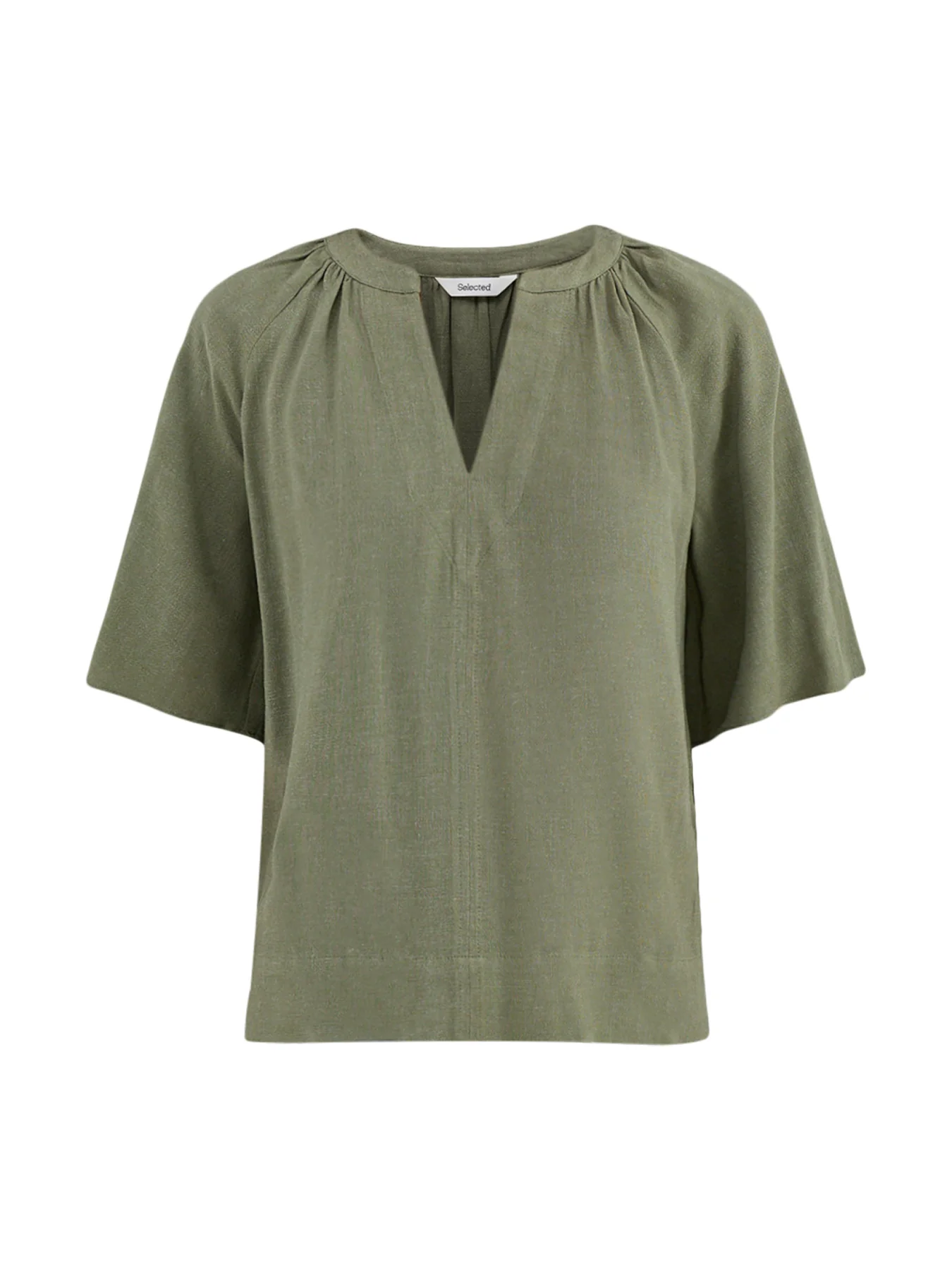 SLFVIVA 2/4 V-NECK LINEN BLEND TOP NOOS