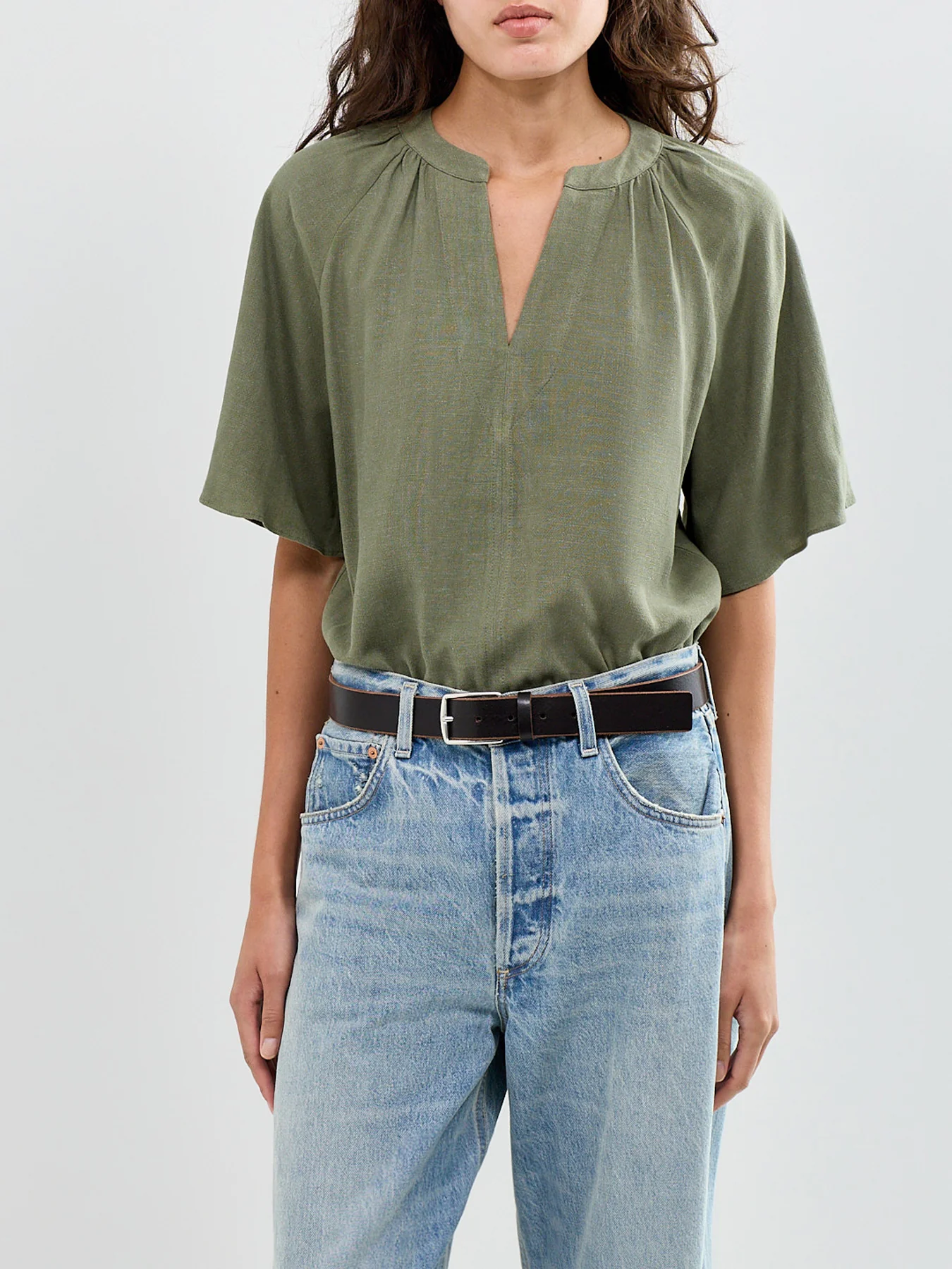 SLFVIVA 2/4 V-NECK LINEN BLEND TOP NOOS - Image 4