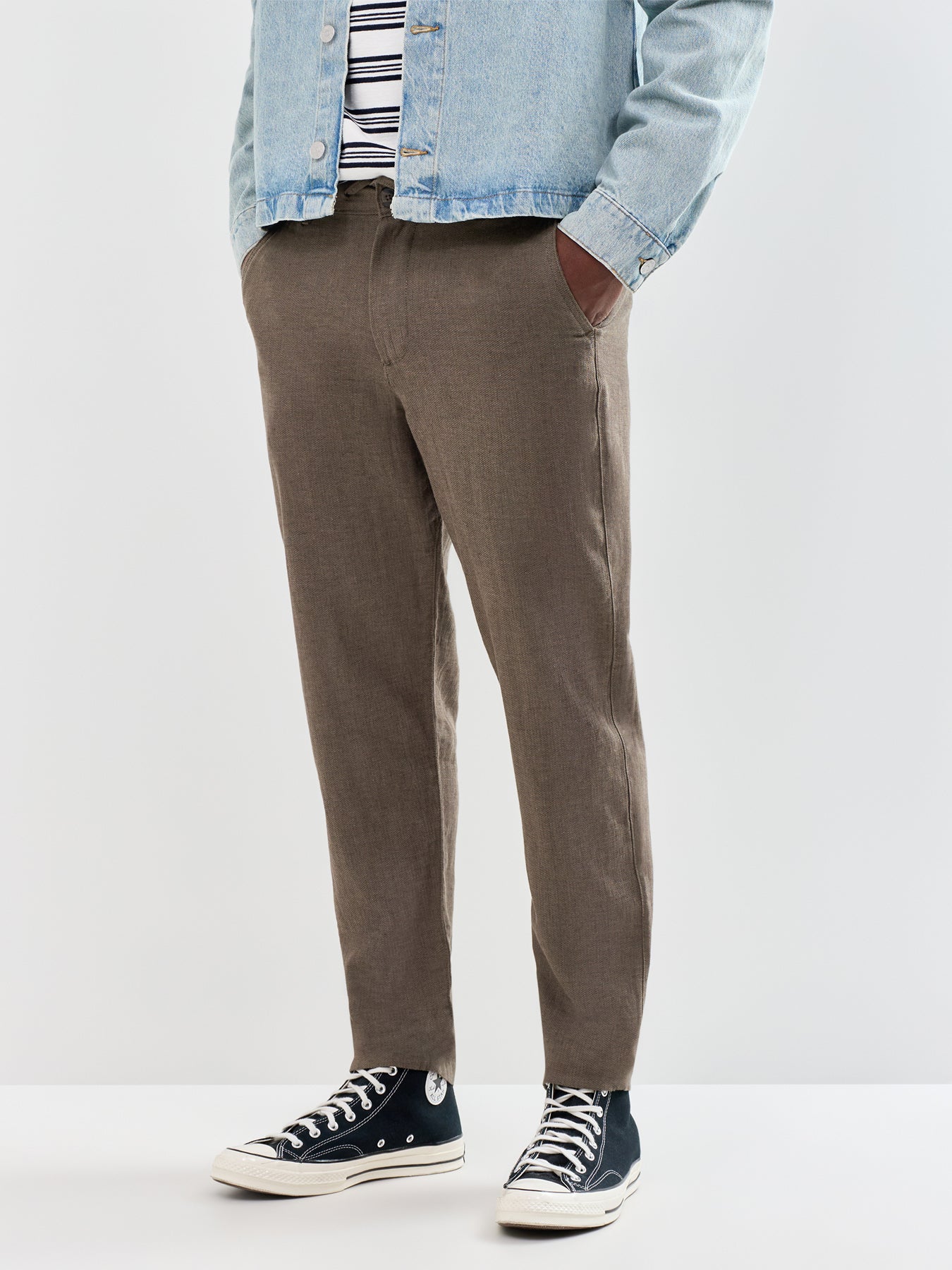Slim Tape Brody Linen Blend Trousers Khaki - Image 4