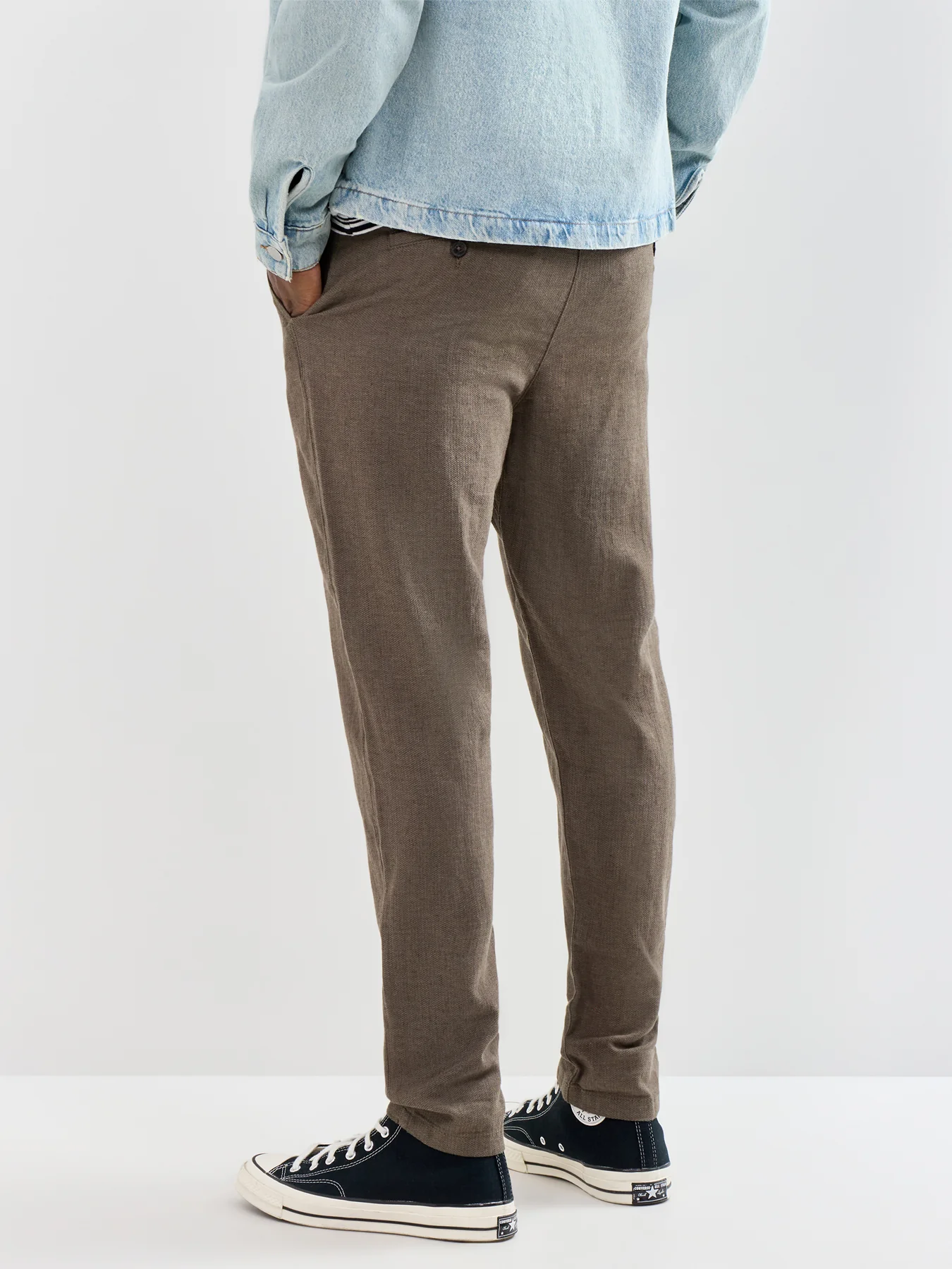 Slim Tape Brody Linen Blend Trousers Khaki - Image 5