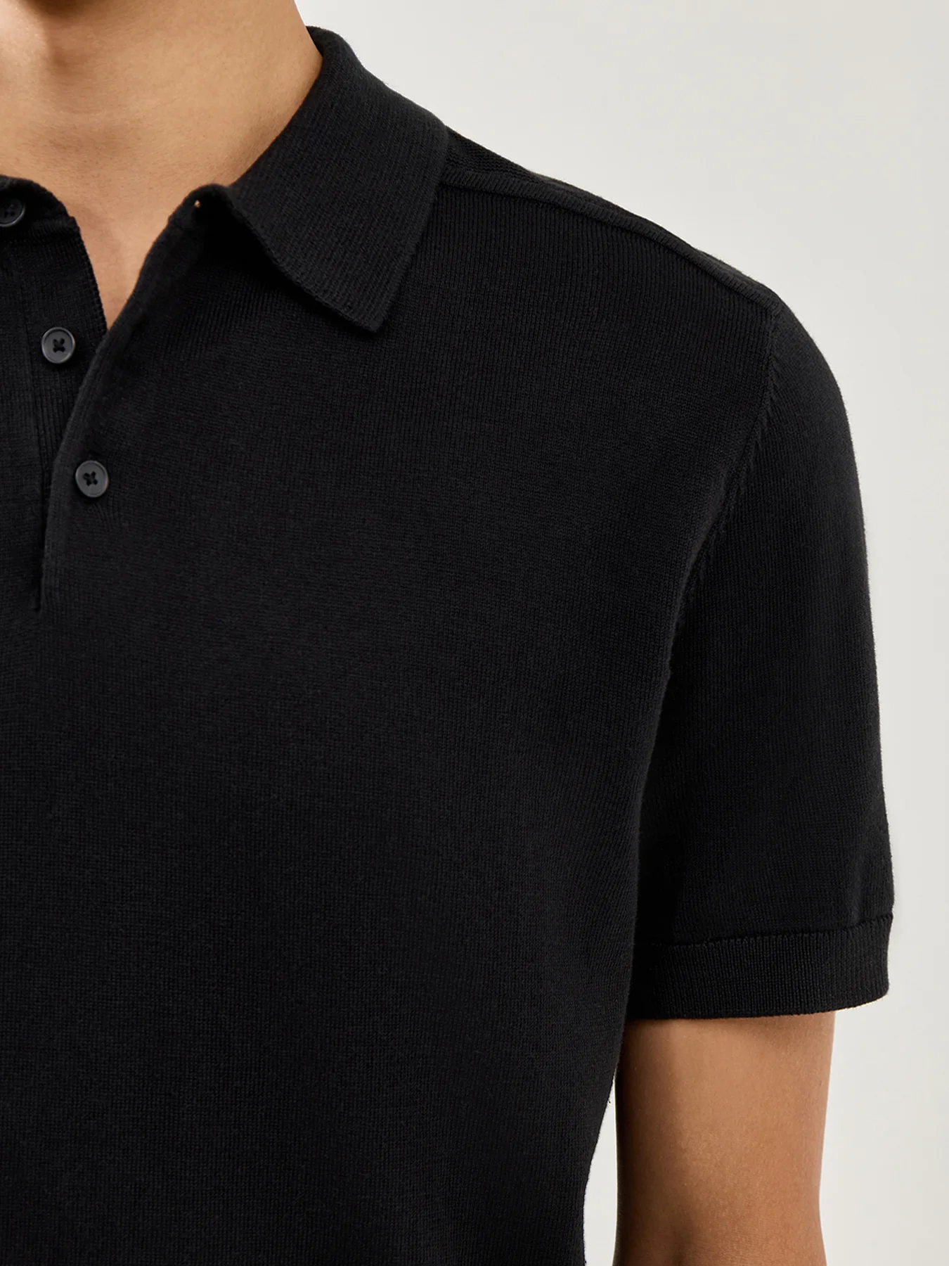 Short Sleeves Knitwear Polo Black - Image 3