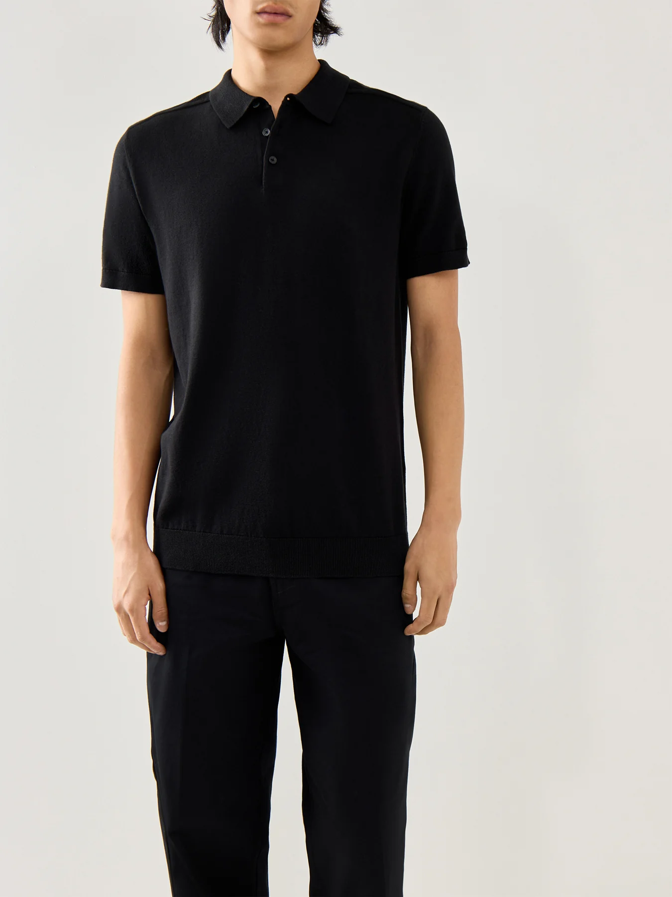 Short Sleeves Knitwear Polo Black - Image 4