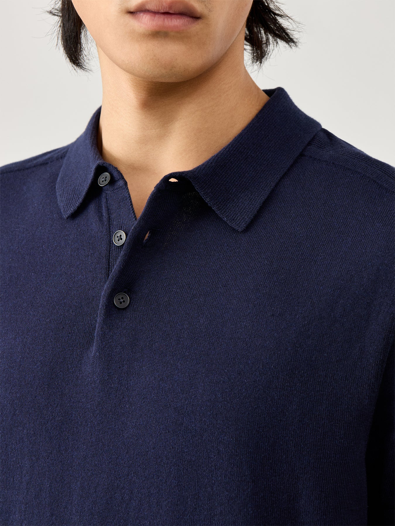 Short Sleeves Knitwear Polo Navy Blazer Melange - Image 3