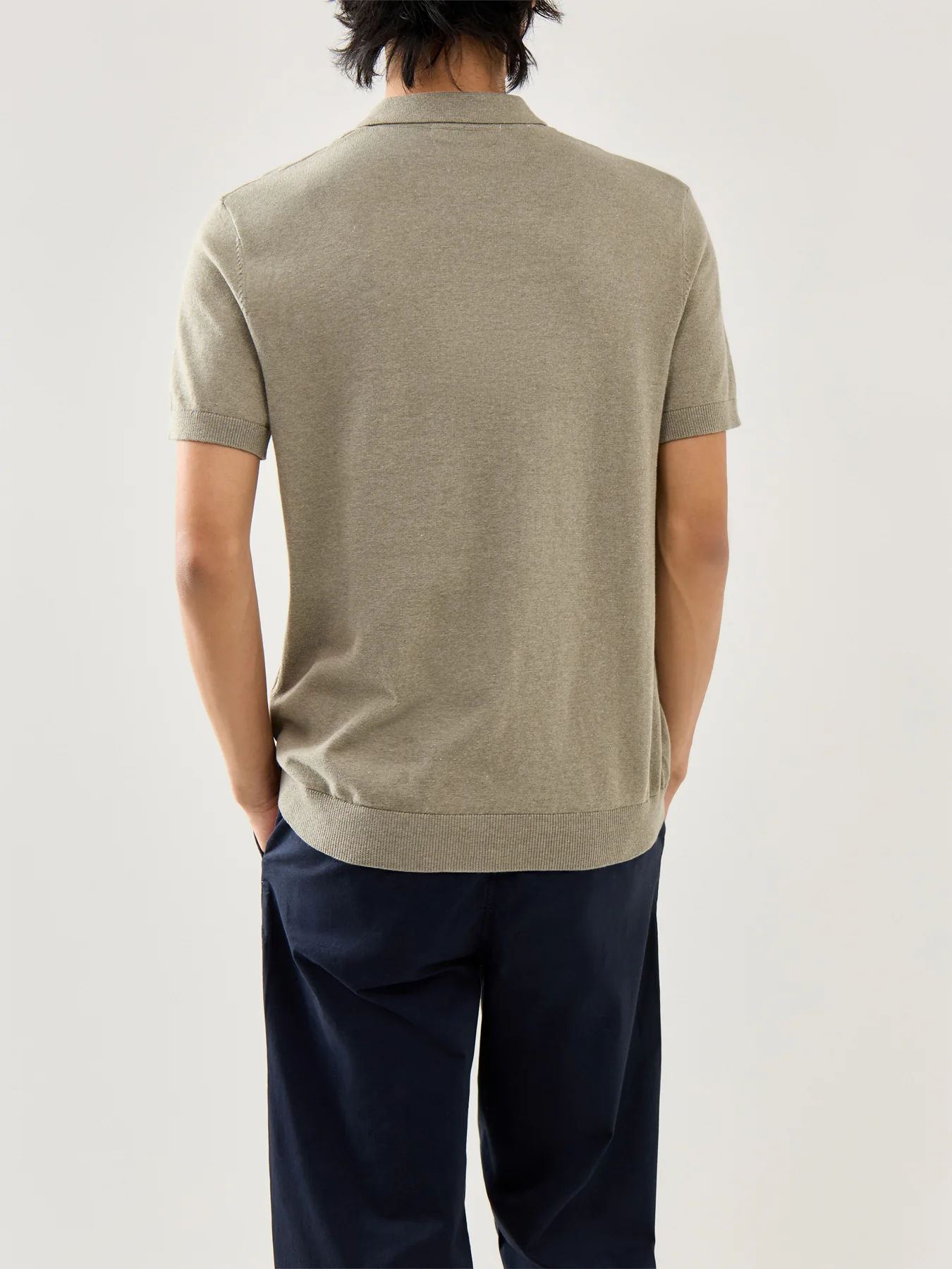Short Sleeves Knitwear Polo Vetiver Melange - Image 5