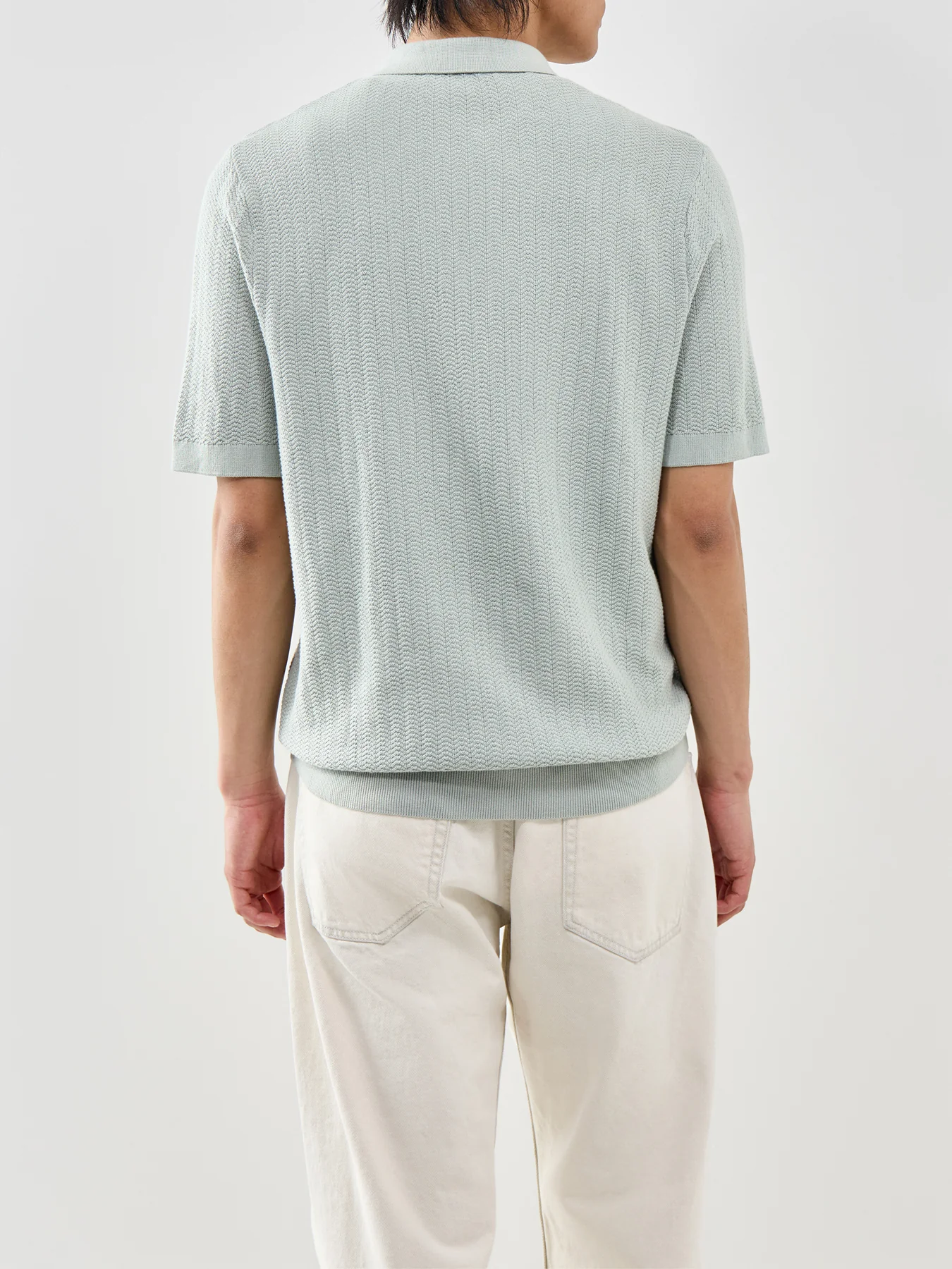 Slhcran Ss Knit Structure Zip Polo Noos - Image 5