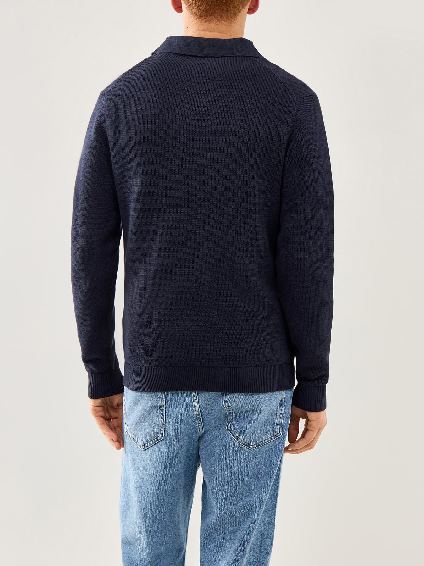 Knit Half Zip Polo Navy - Image 5