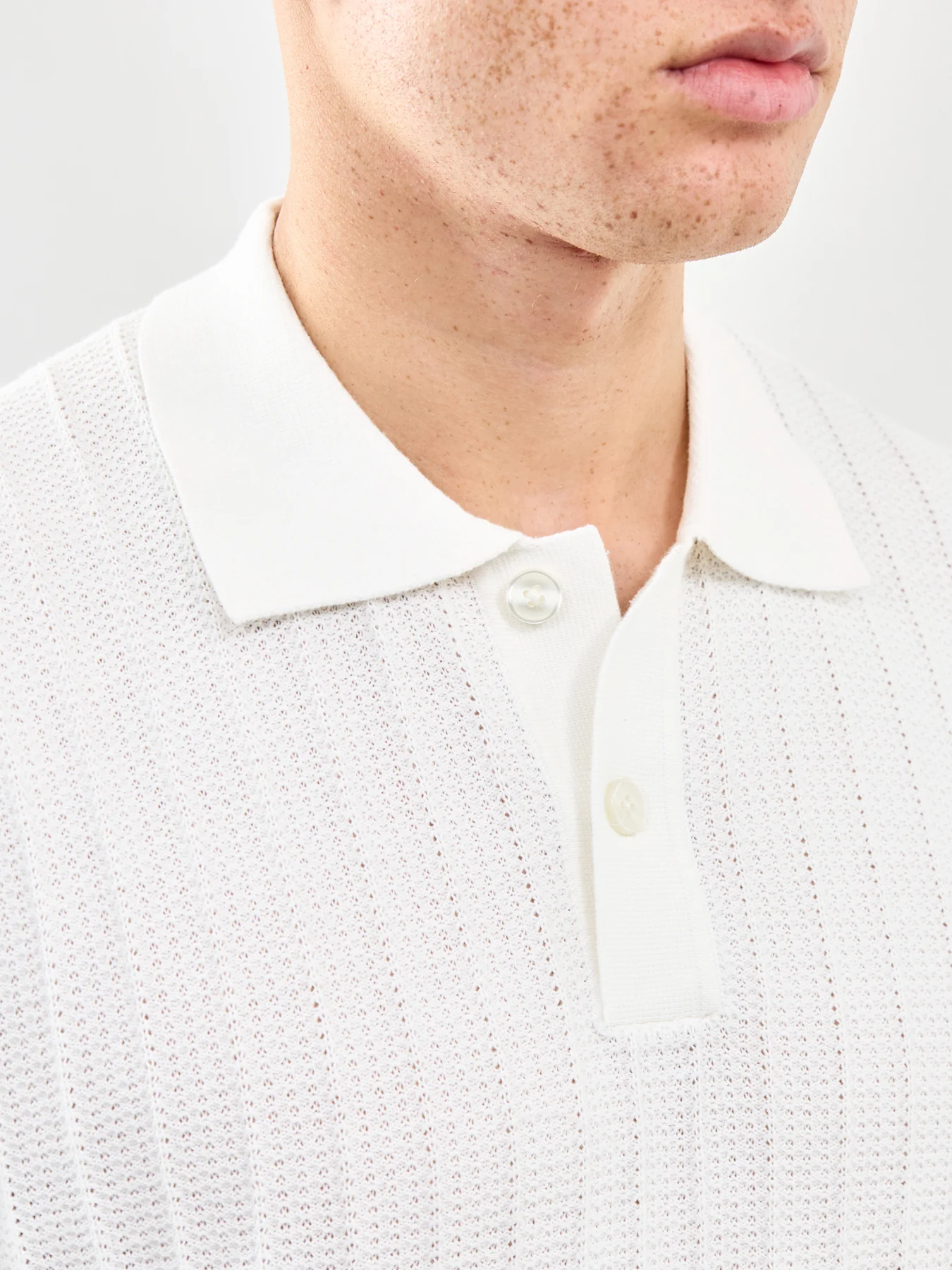 Knit Polo Shirt Cream - Image 3