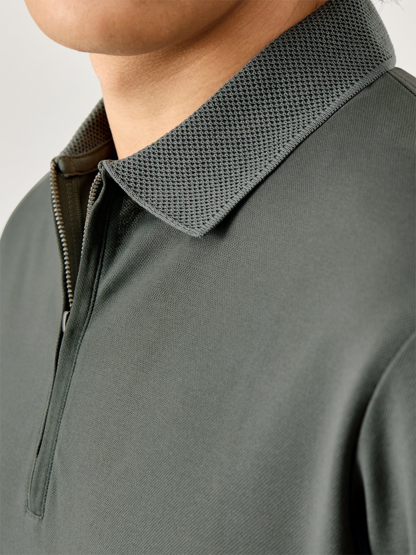 Fave Zip Short Sleeves Polo Agave Green - Image 3