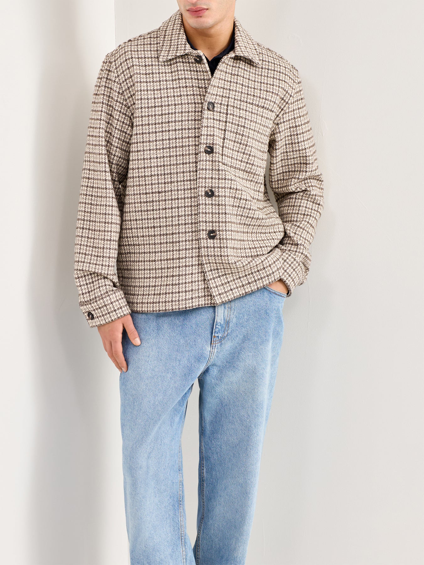 Wool Blend Undyed Overshirt Multi - Image 4