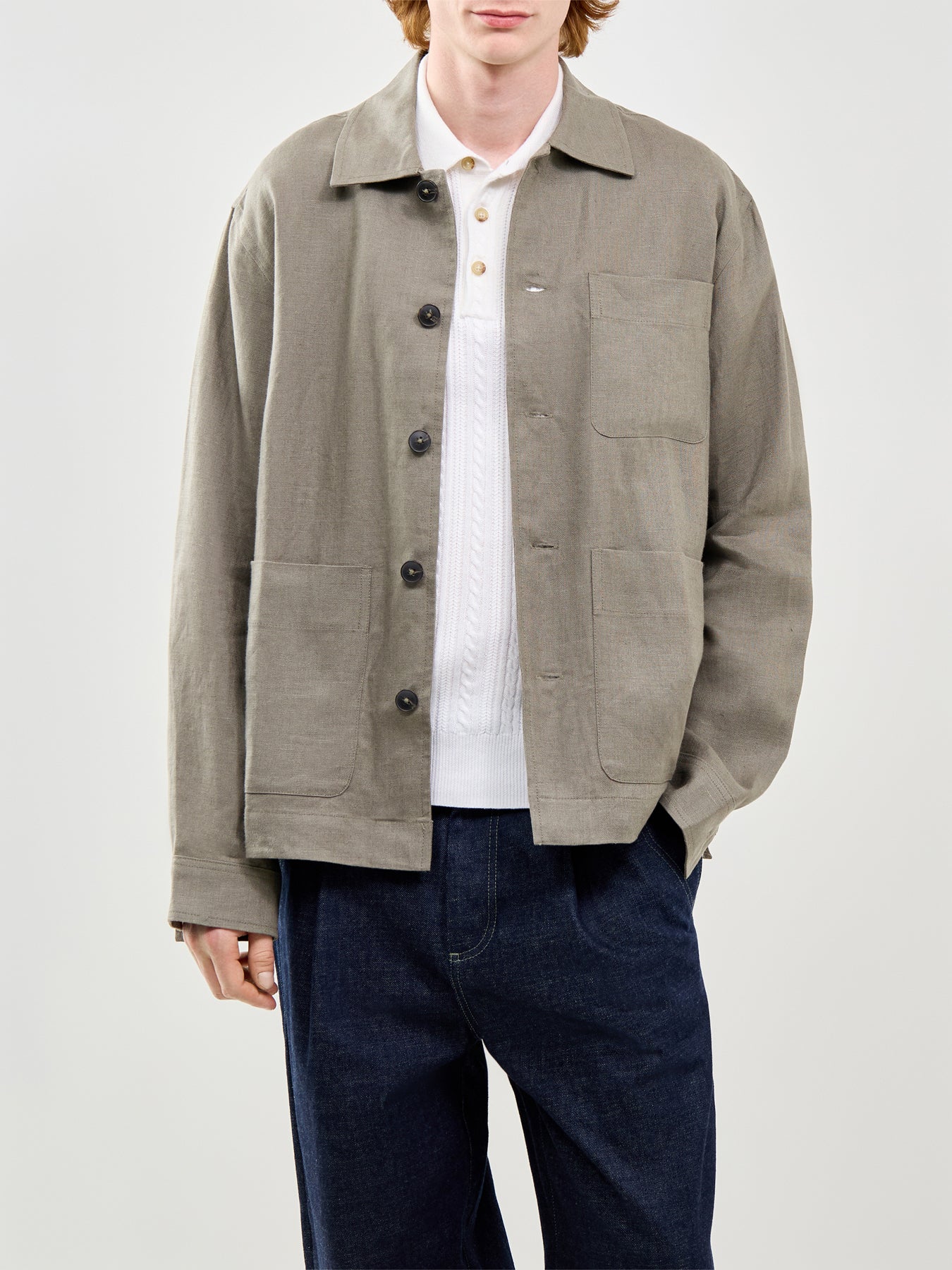 Slhregbaird Linen Overshirt Resort Olive - Image 4