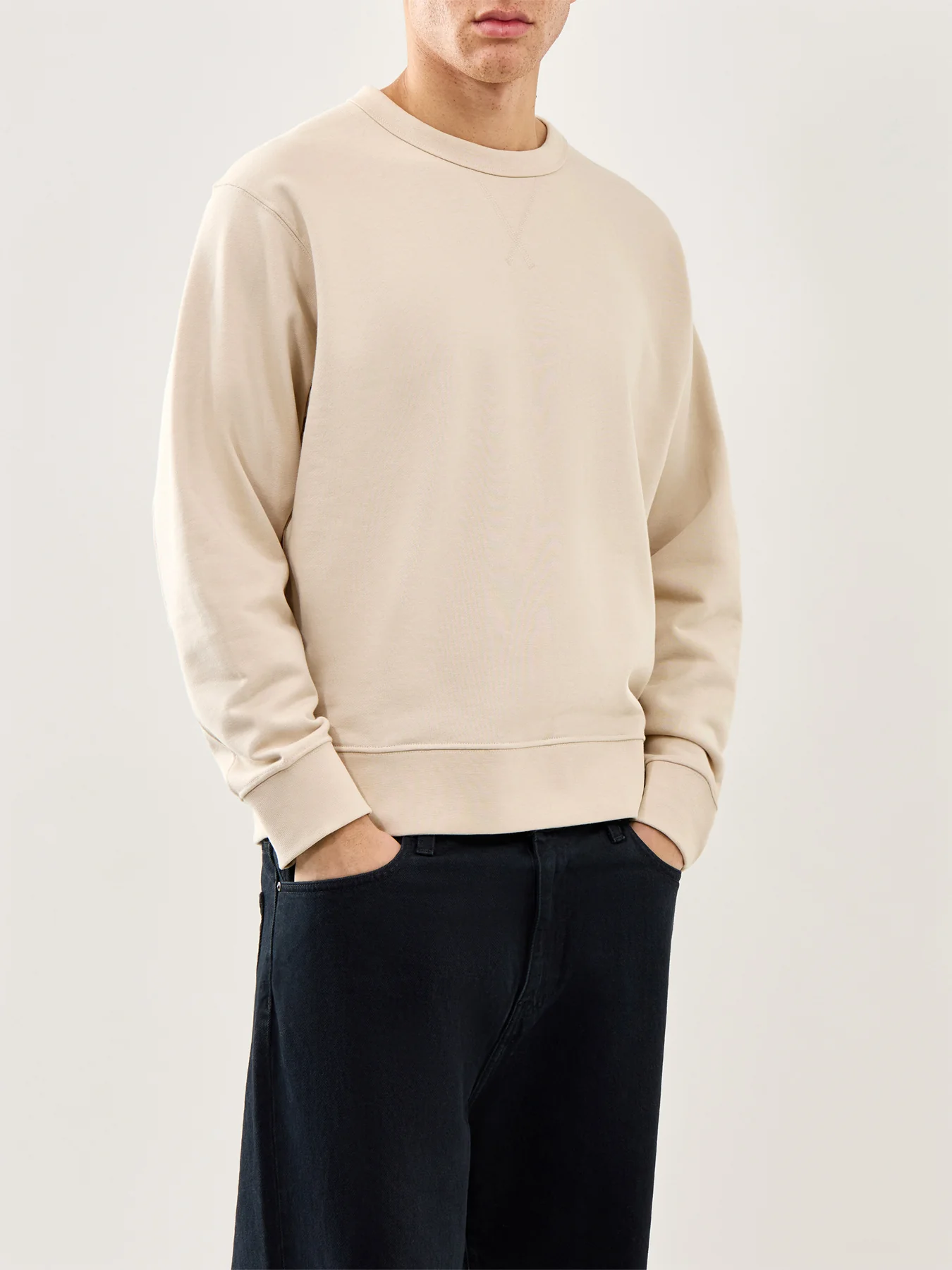 Crew Neck Sweatshirt Beige - Image 4