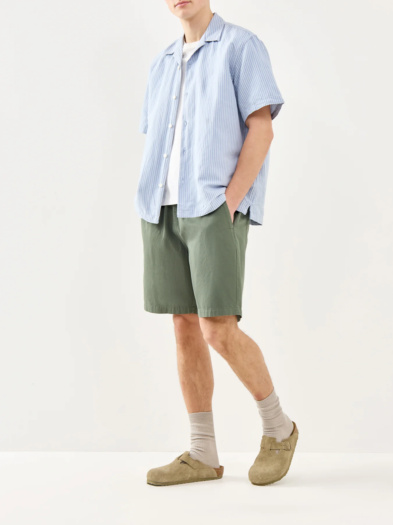 Relaxed Linen-Blend Short Sleeve Shirt Blue - Image 2