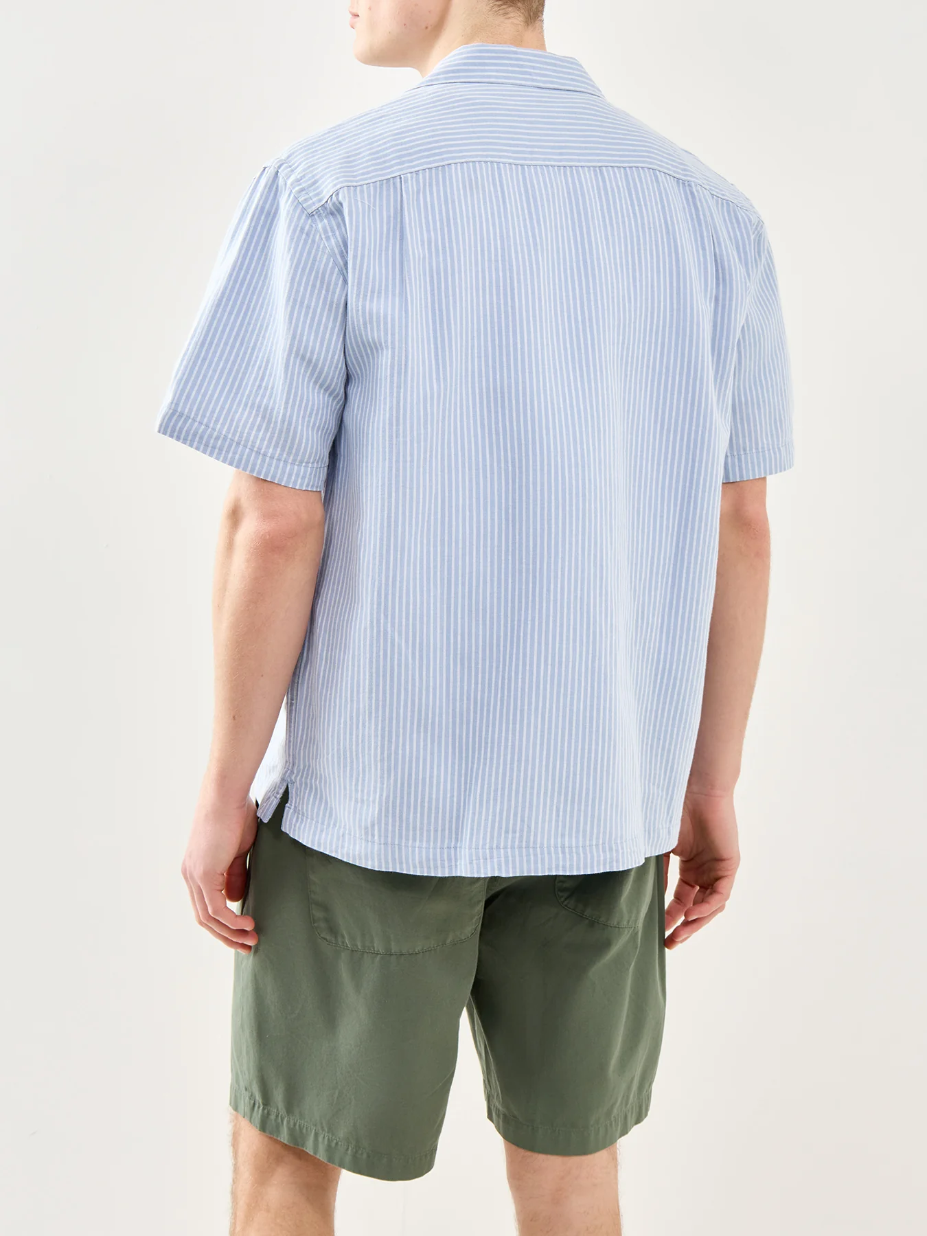 Relaxed Linen-Blend Short Sleeve Shirt Blue - Image 5