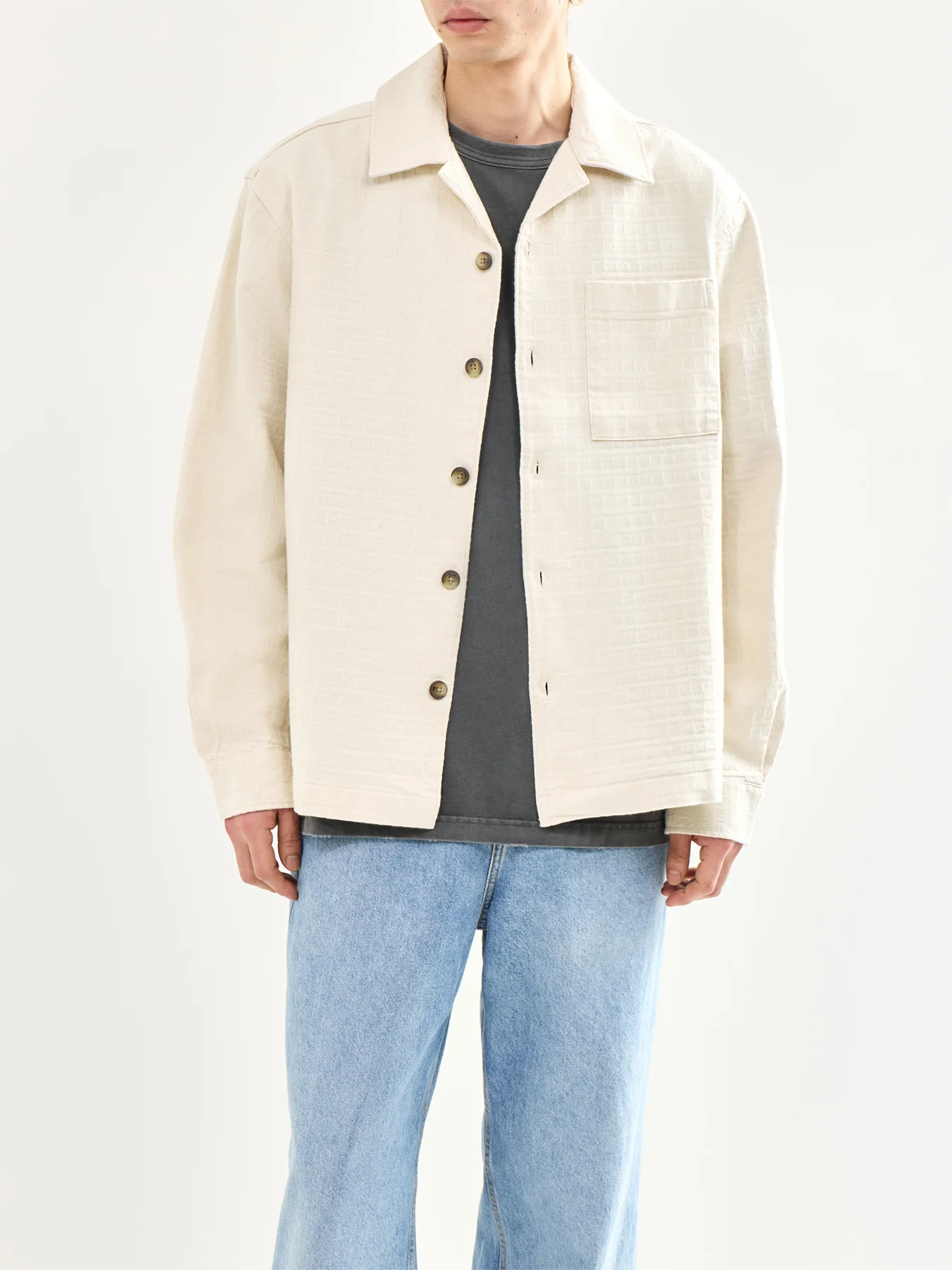Undyed Overshirt Cream - Image 4
