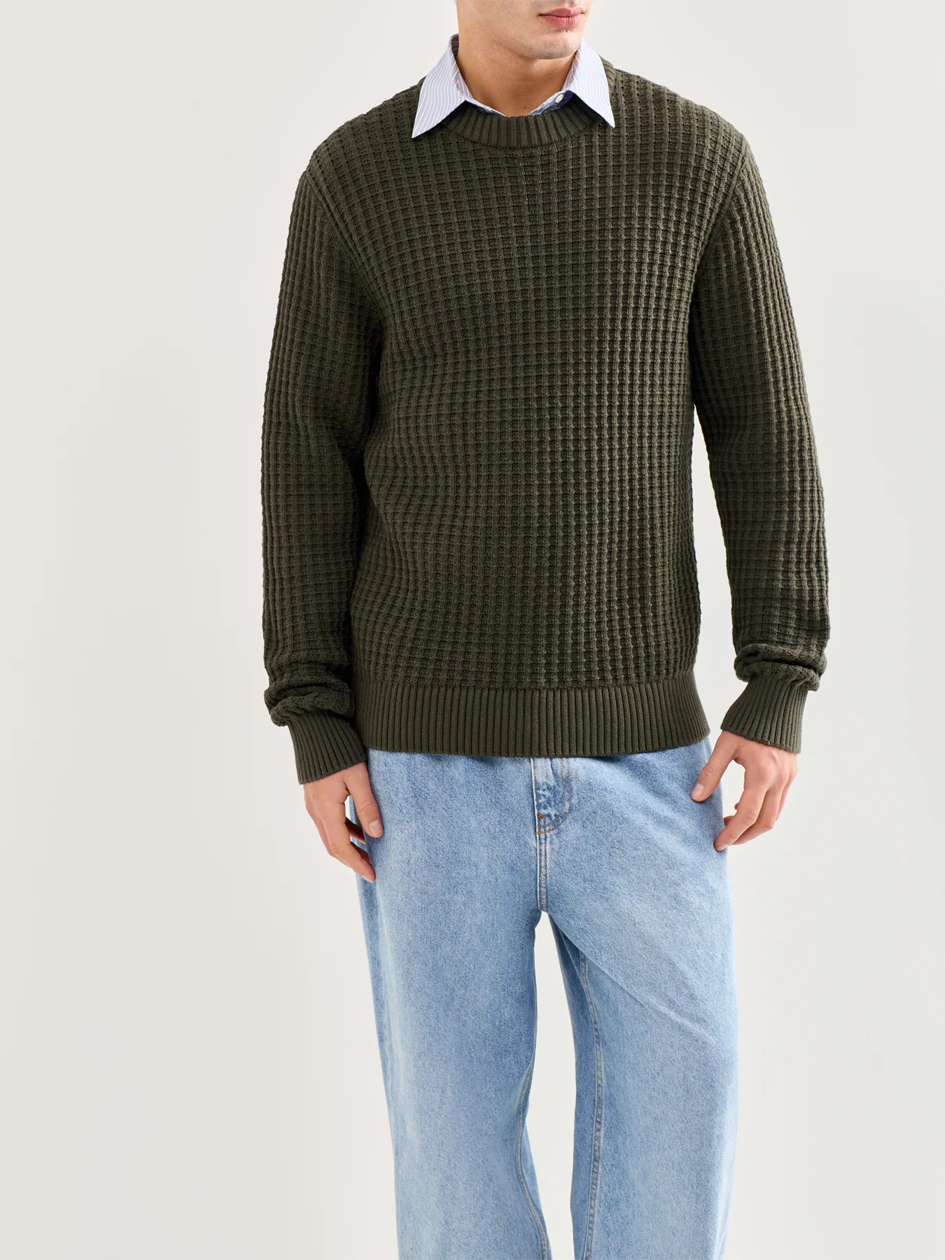 Knit Structure Crew Neck Green - Image 4