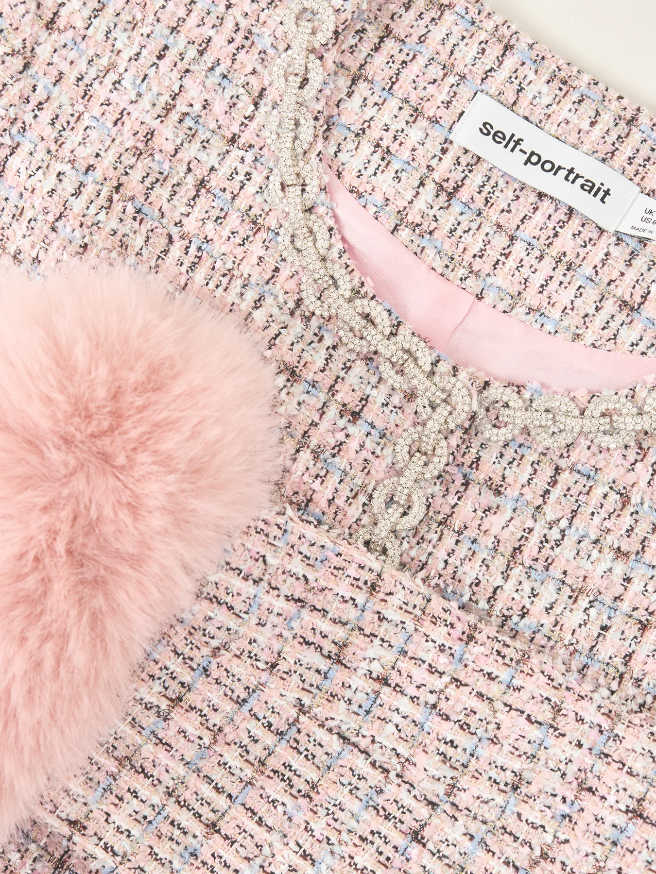 Boucle Fur Cuff Jacket Pink - Image 3