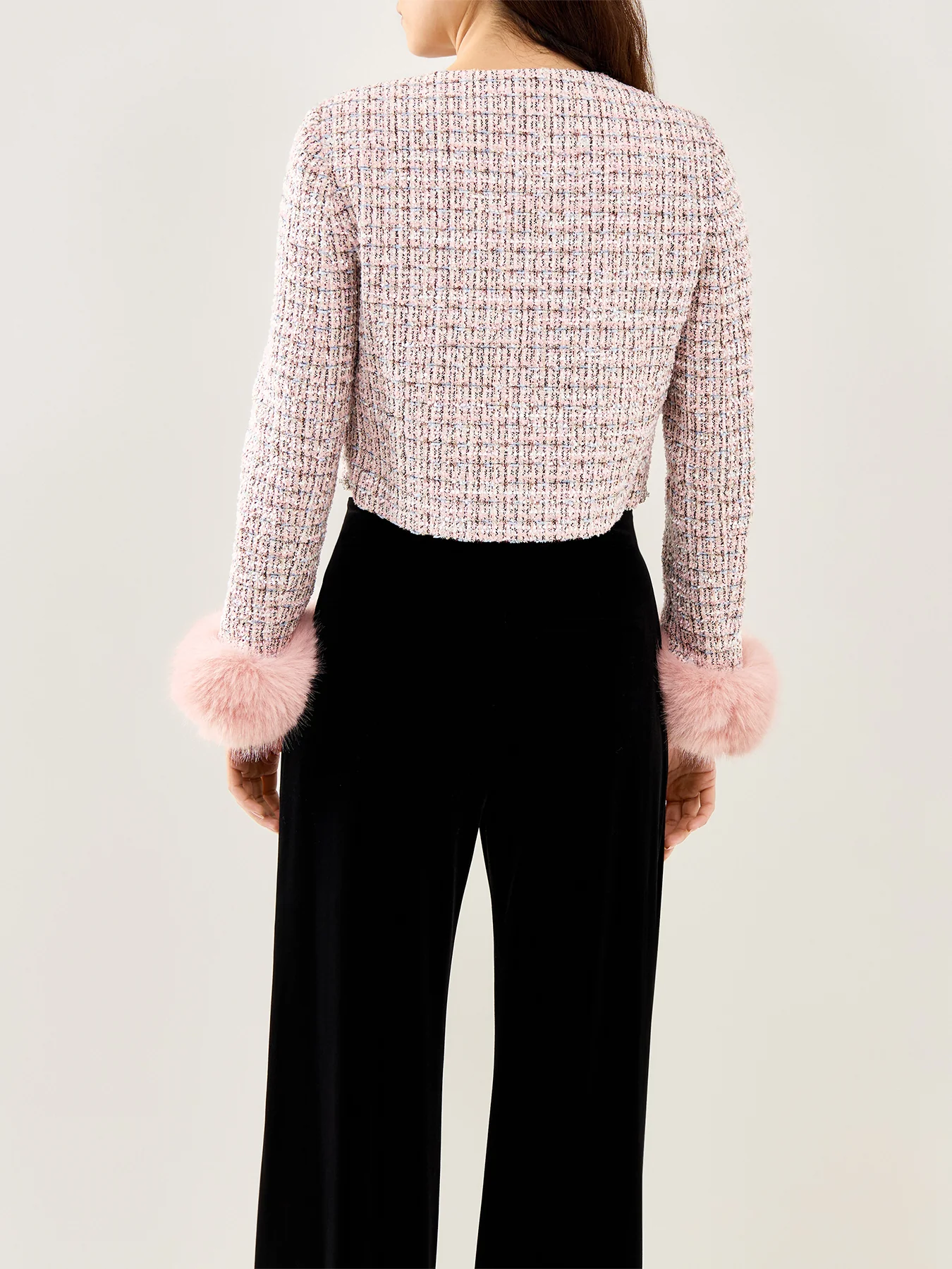 Boucle Fur Cuff Jacket Pink - Image 5