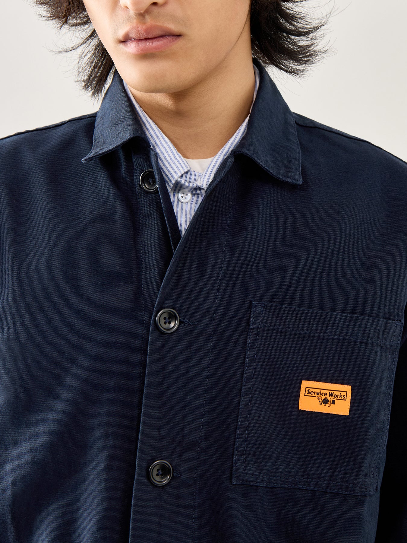 Canvas Chore Shirt Navy - Image 3