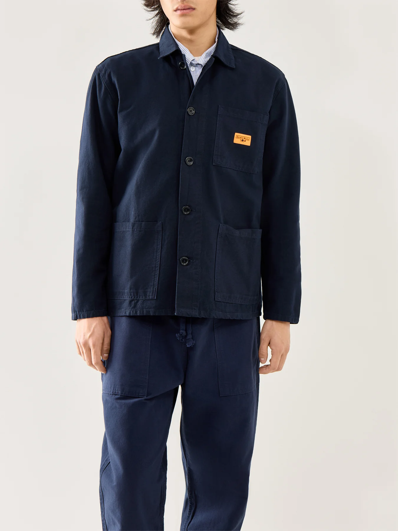 Canvas Chore Shirt Navy - Image 4