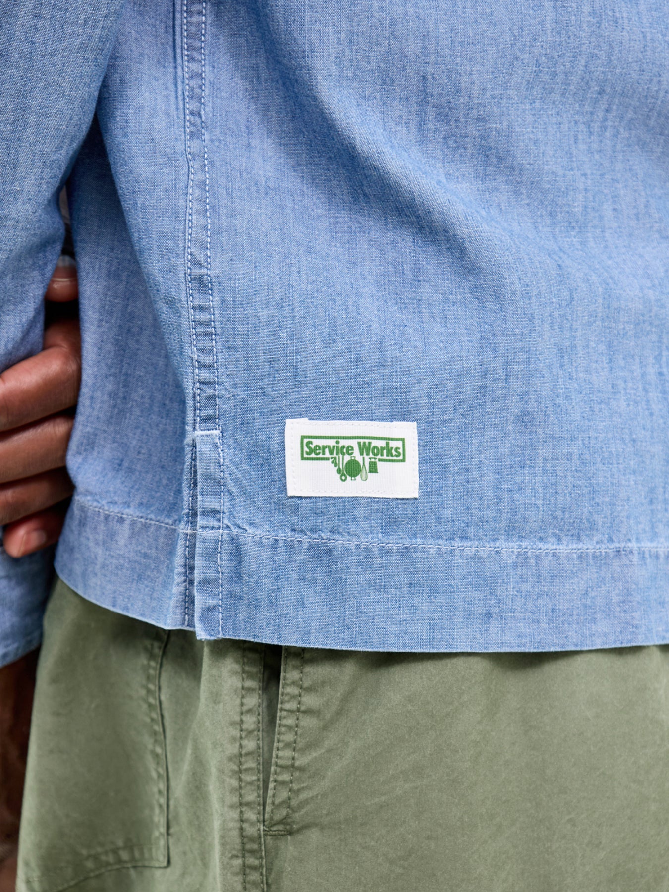 Chambray Long Sleeve Resort Shirt Blue - Image 3