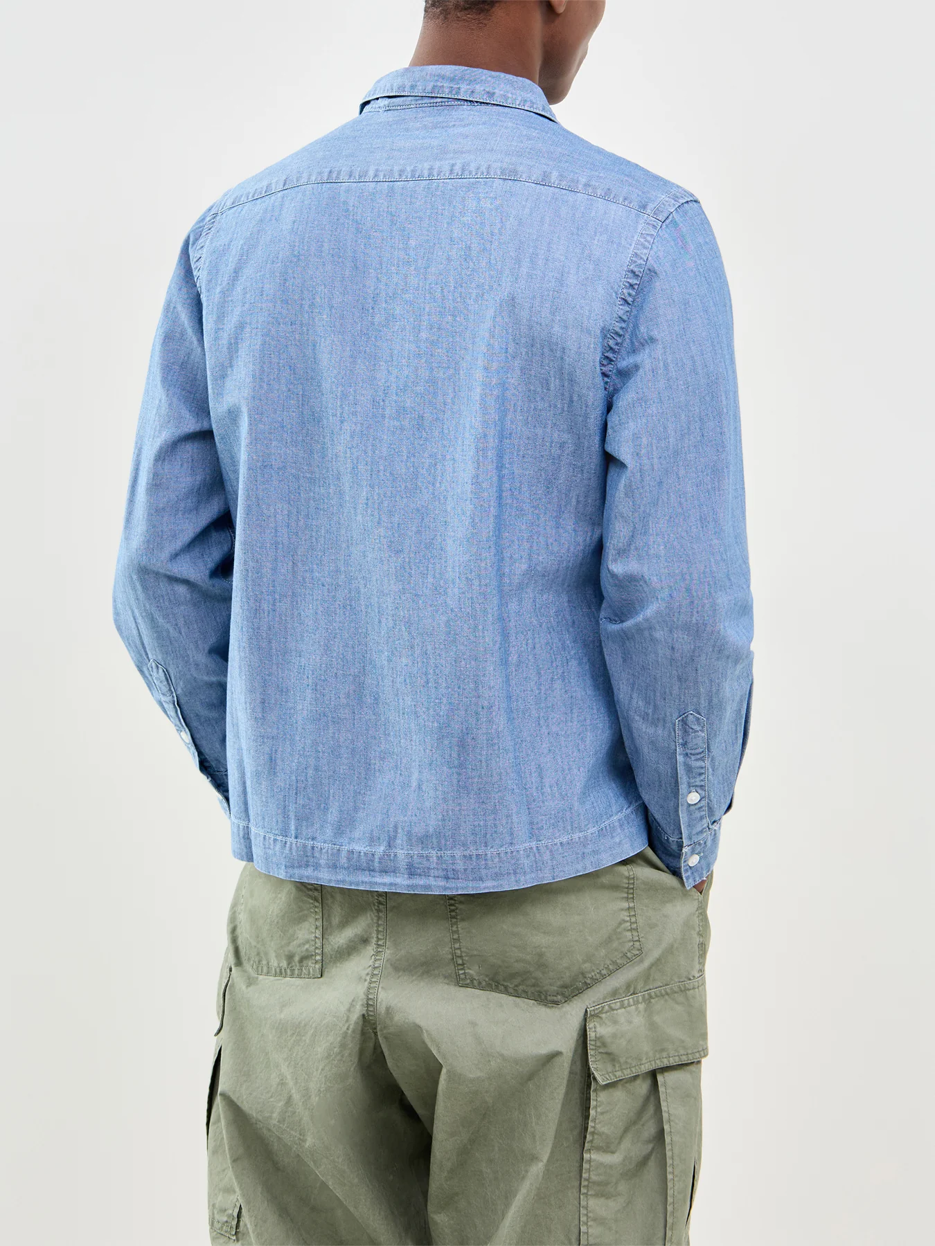 Chambray Long Sleeve Resort Shirt Blue - Image 5