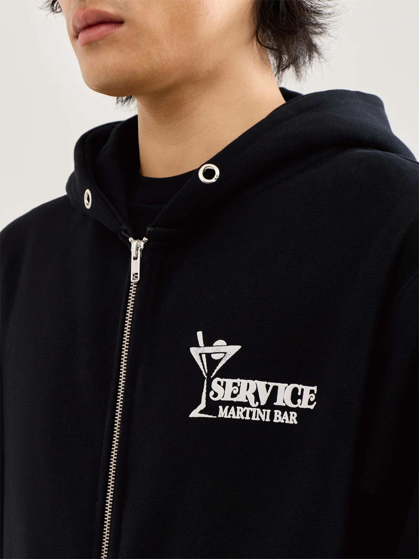 Martini Zipper Hoodie Black - Image 3