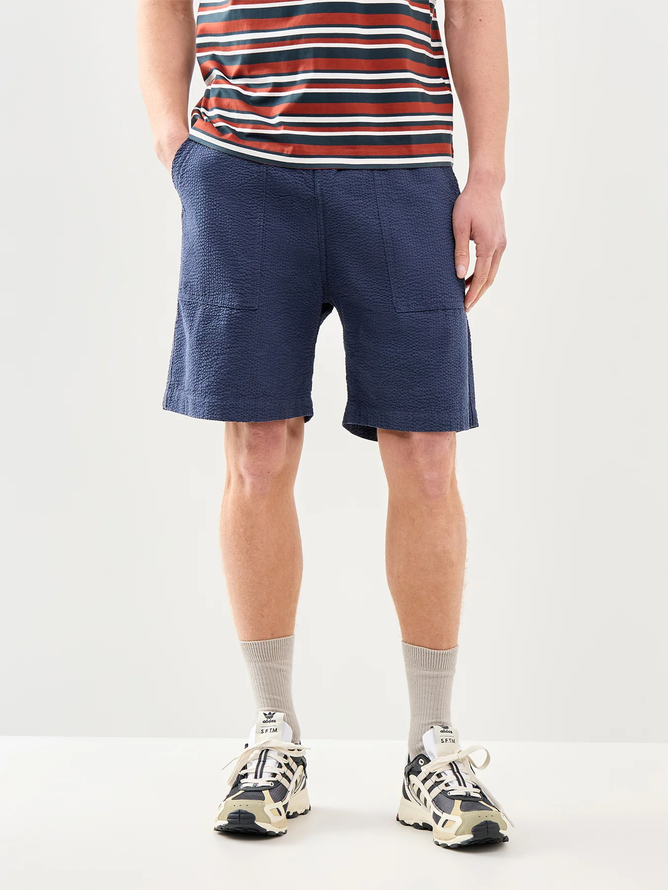 Seersucker Chef Shorts Navy - Image 4