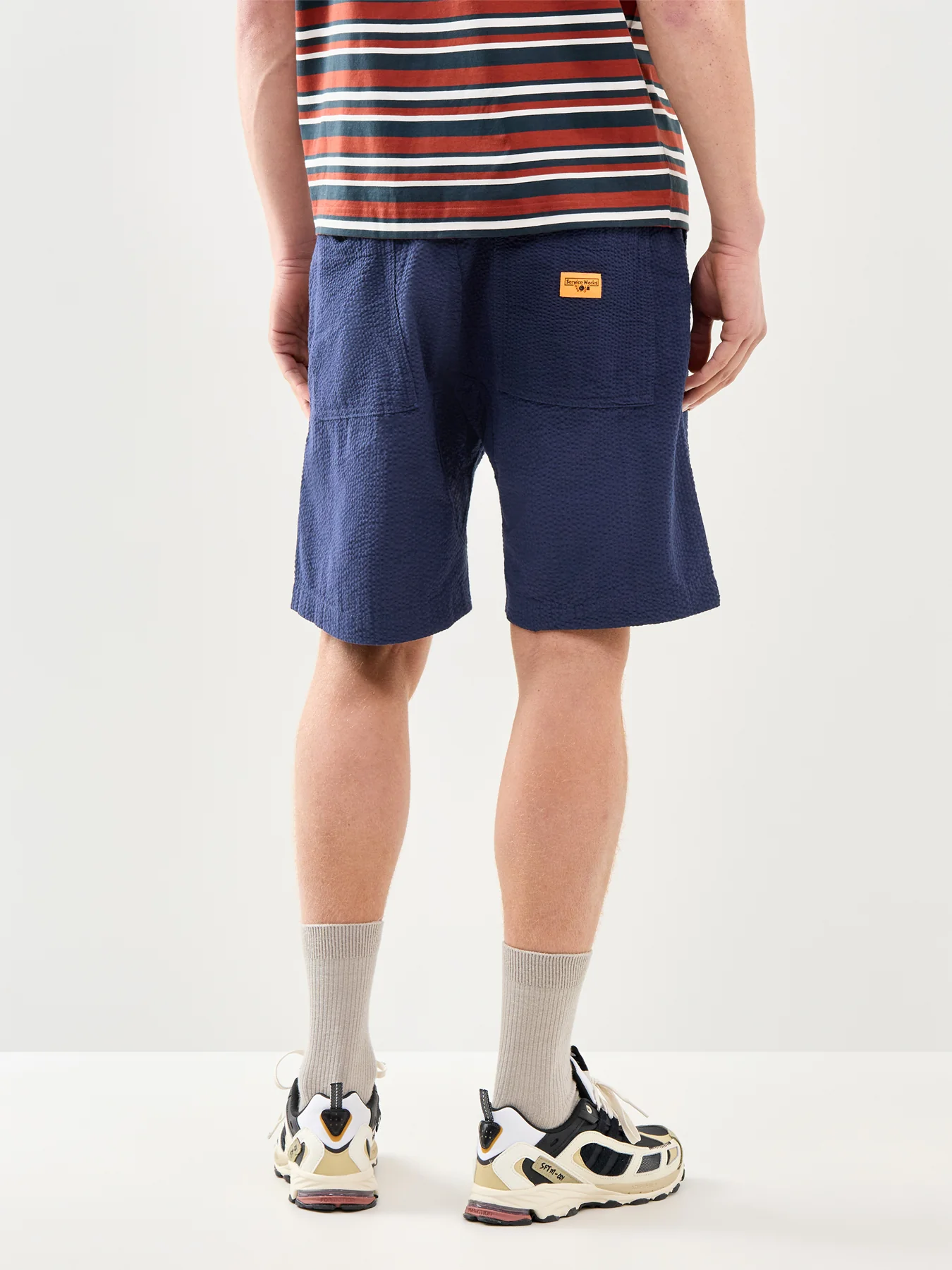 Seersucker Chef Shorts Navy - Image 5