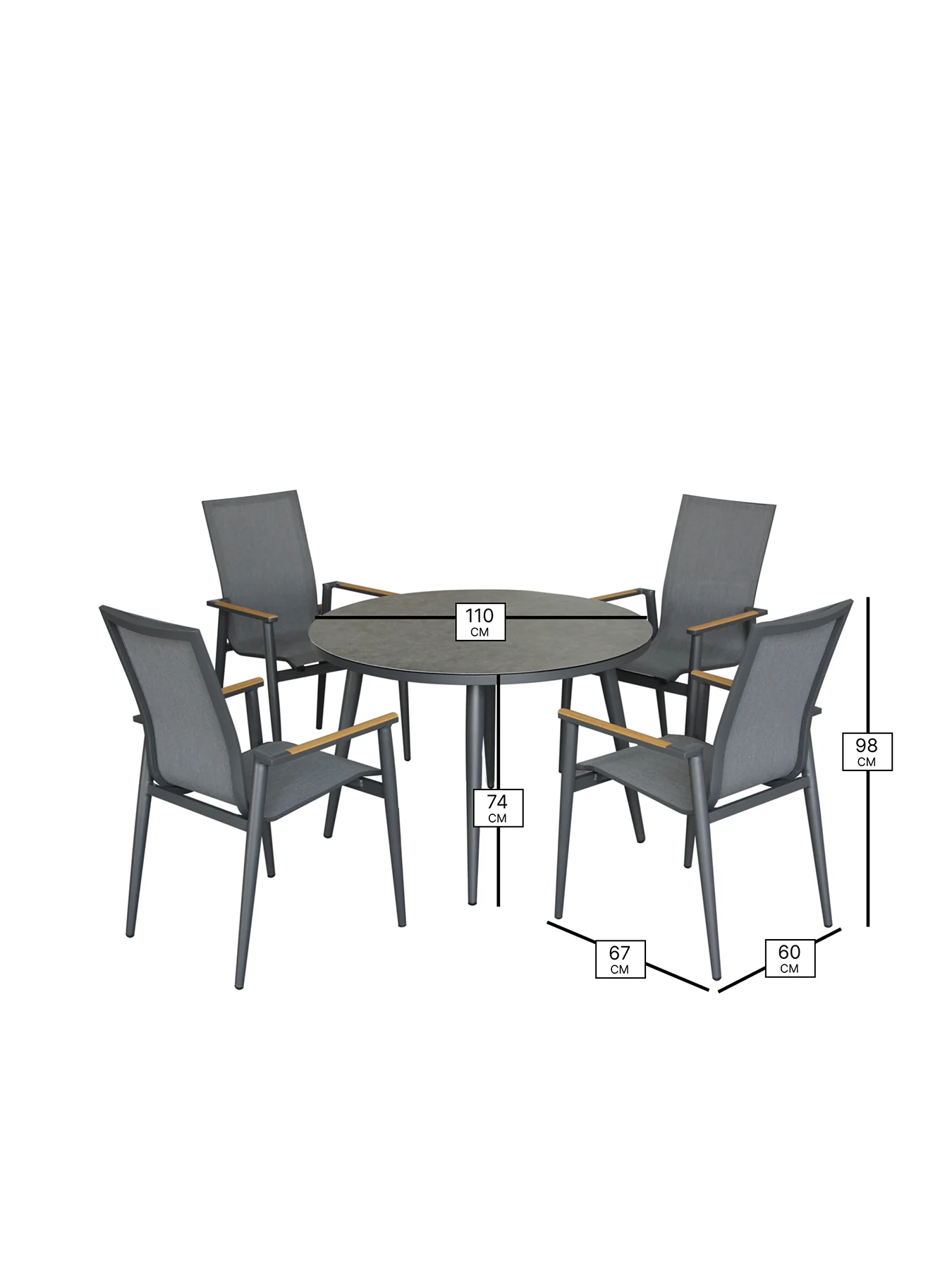 Sofia 4 Seat Garden Dining Set Anthracite - Image 3
