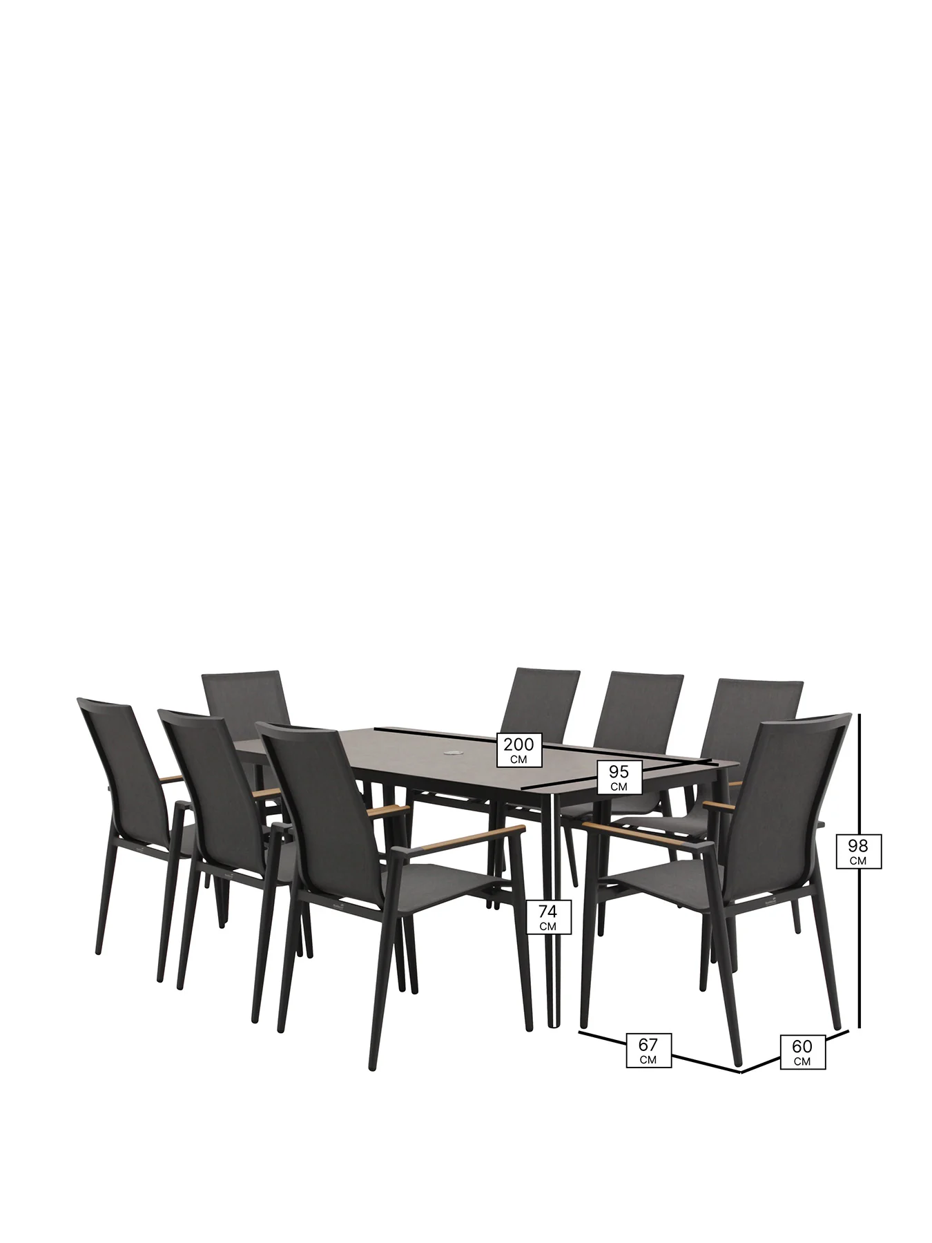 Sofia 8 Seat Garden Dining Set Anthracite - Image 3