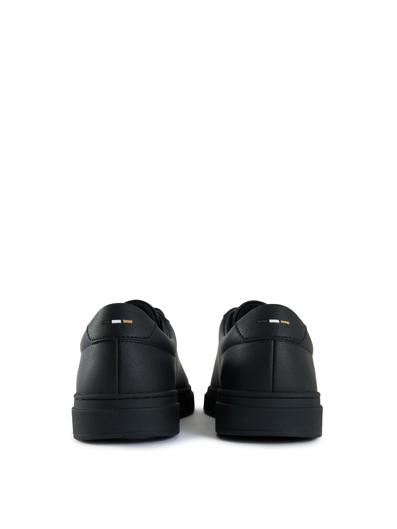 Mens BOSS Kieran Tenn Leather Trainers Black - Image 3