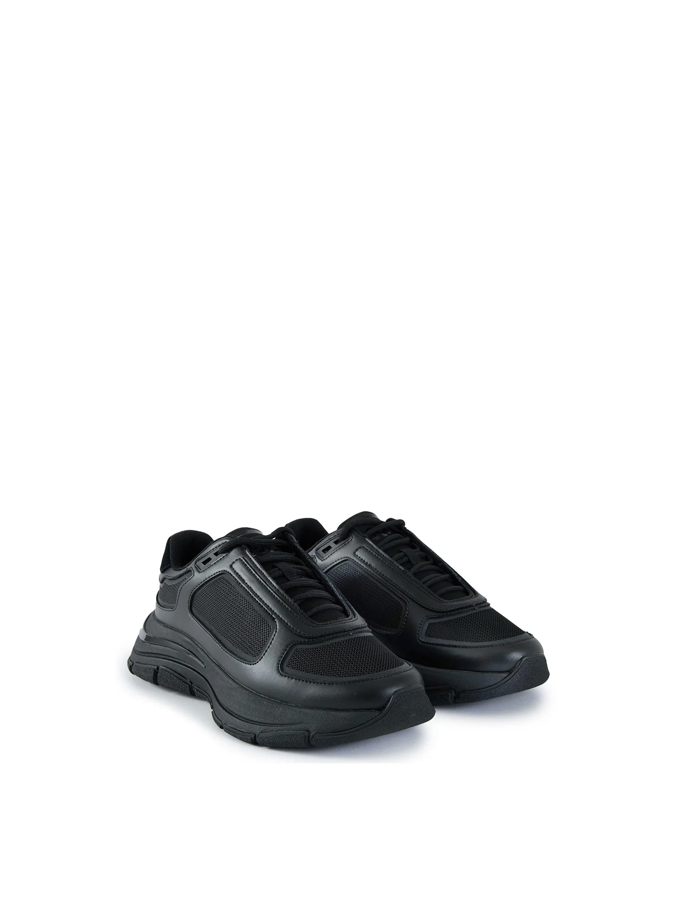 Mens MALLET Alton Black Out Leather Trainers Black - Image 2