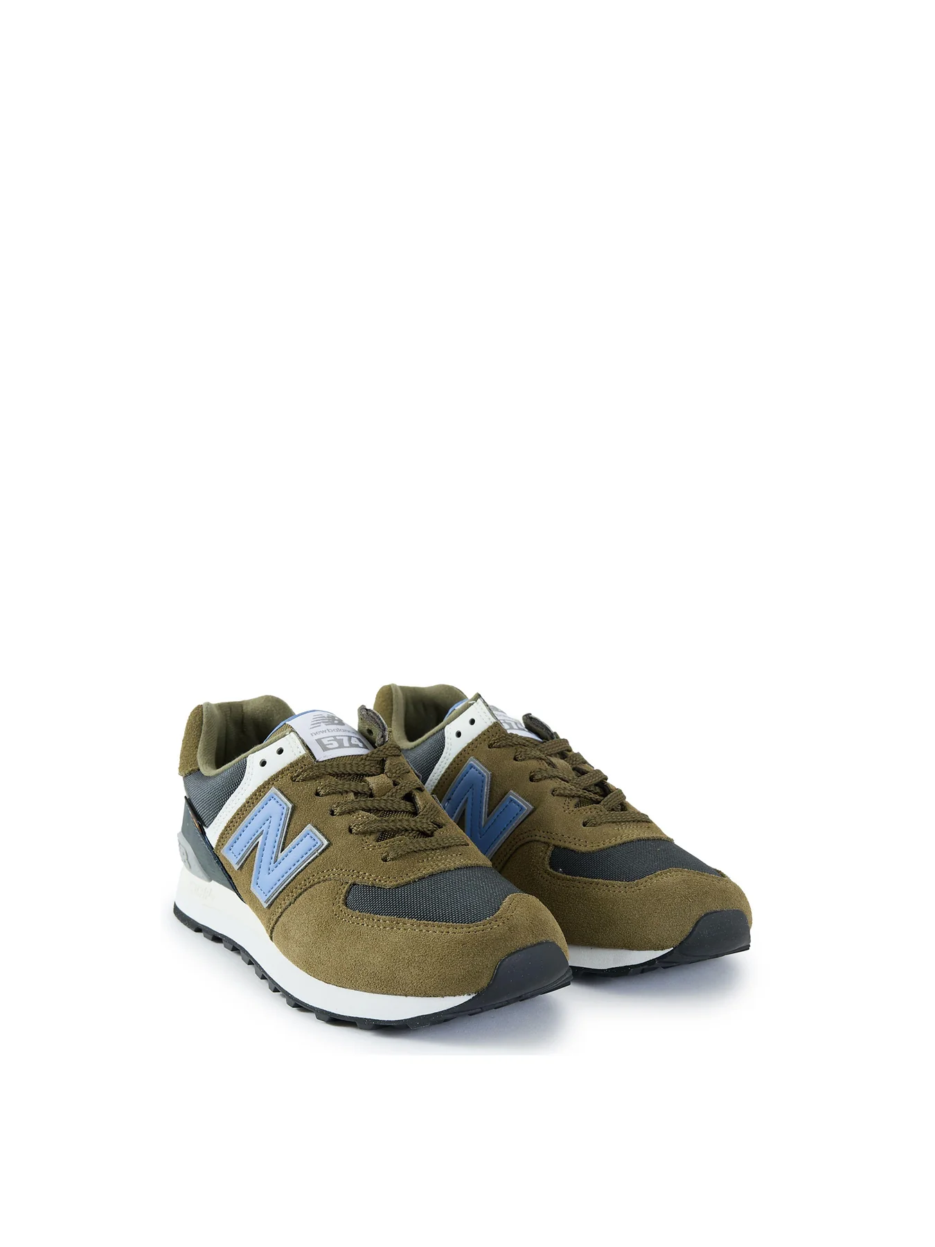 Mens NEW BALANCE 574 Suede Trainers Green - Image 2