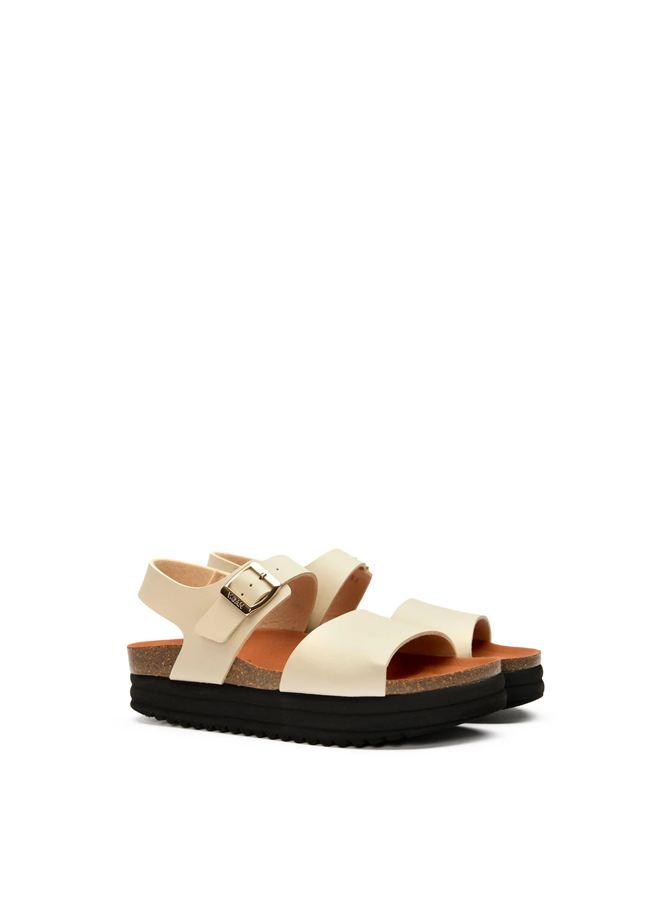 Womens V.GAN Vegan Clove Footbed Synthetic Sandals Cream - Image 3