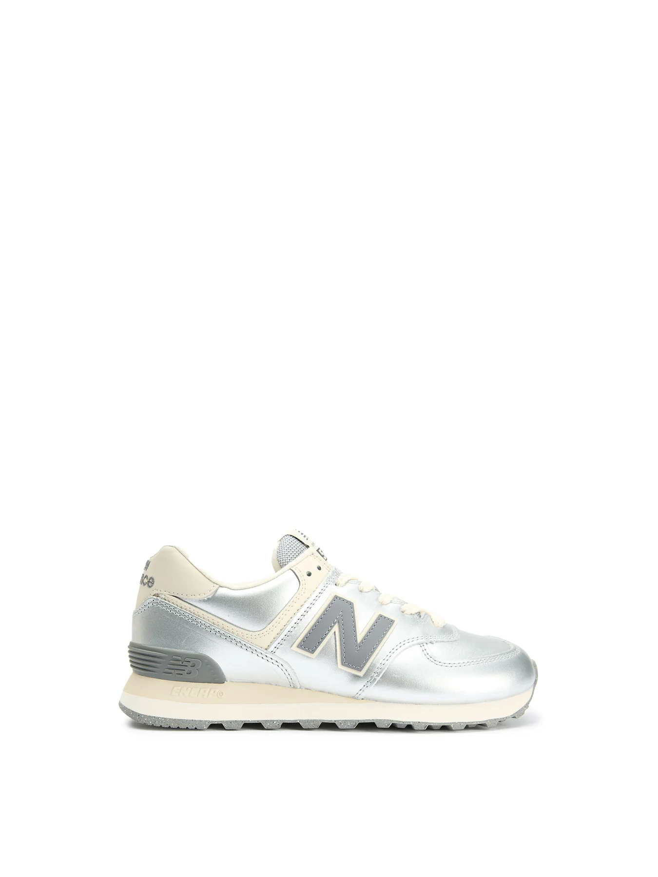 Womens NEW BALANCE 574 Leather Trainers Metallic