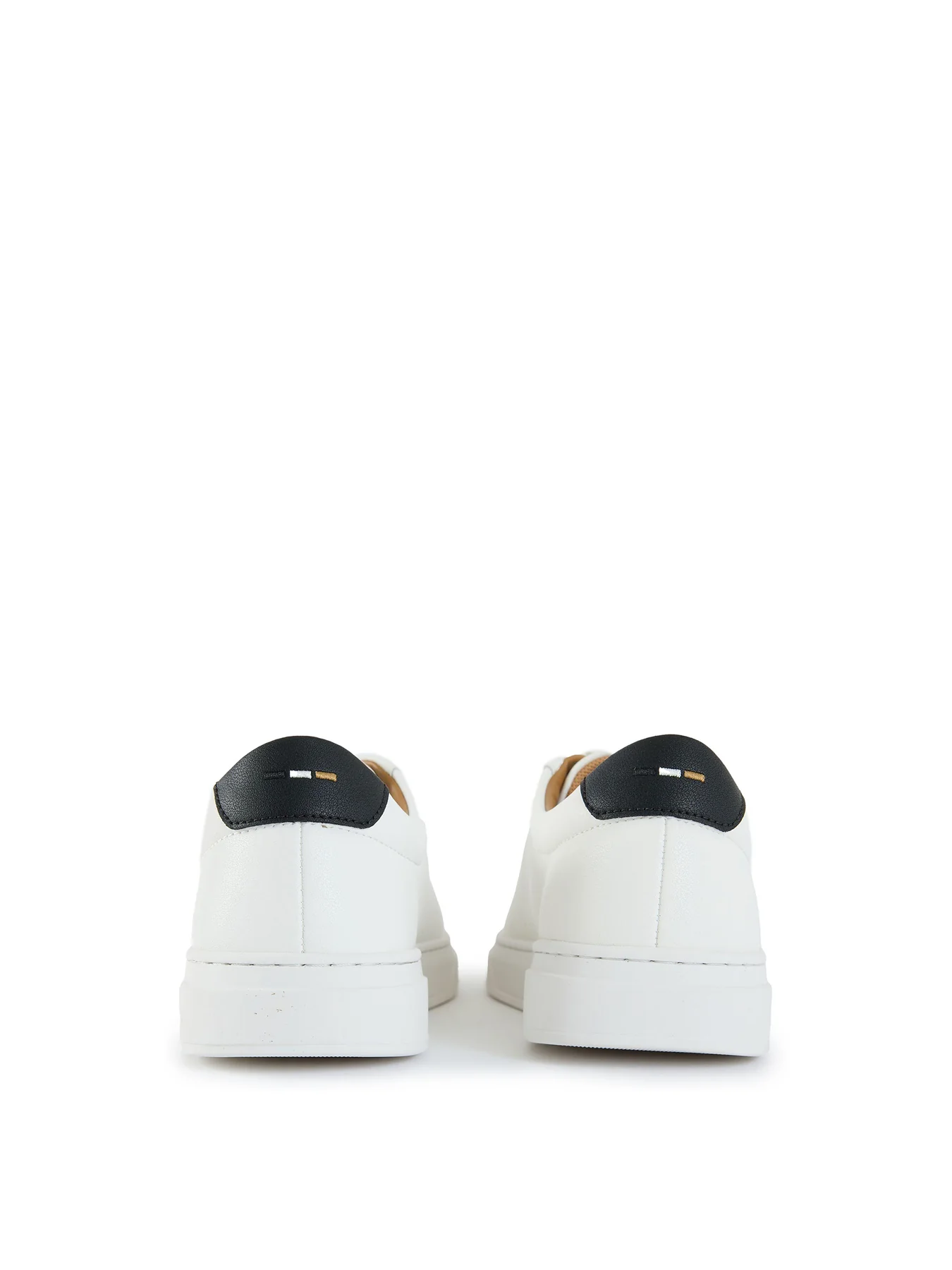 Mens BOSS Kieran Tenn Leather Trainers White - Image 3